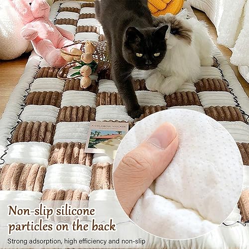 FunnyFuzzy - Tapete cuadrado grande de color crema para mascotas, funda para sofá, divertida y mullida, impermeable para mascotas, para perros,