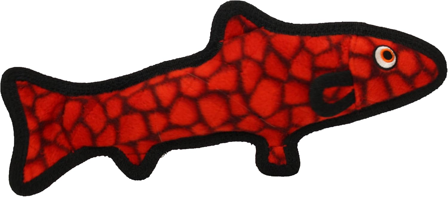 TUFFY Ocean Creature Trout, Durable Dog Toy, Red