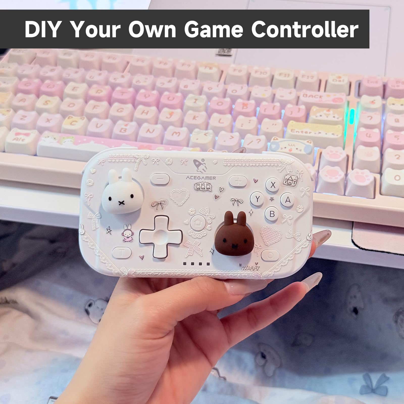 AceGamer Pocket Controller, Mando inalámbrico para Switch/PC/iOS/Android, minicontrolador con Joystick, Turbo, Sensor giroscópico de 6 Ejes y activación con un Solo botón（Negro）