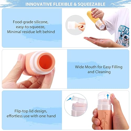 Miniatura 4 de Juego de 20 botellas de viaje para artículos de tocador, a prueba de fugas y aprobados por la TSA (sin BPA), el regalo familiar ideal para