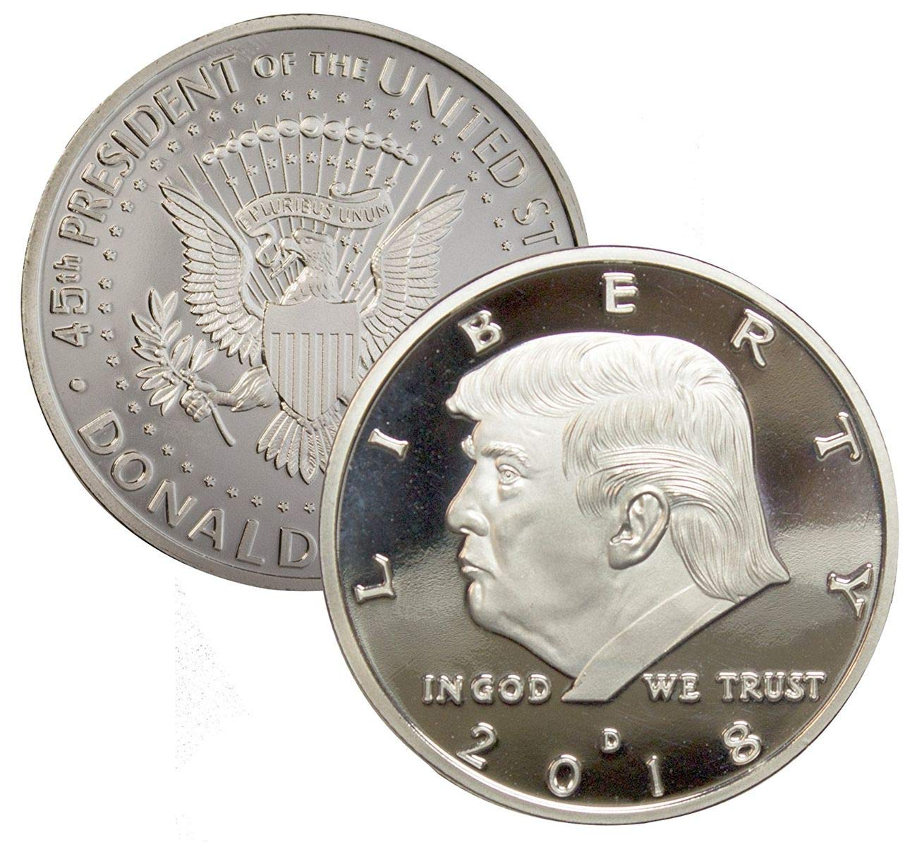 Donald Trump Challenge Coin 2018,2017 - Gold, Silver Plated Collectable Coin in The Commemorative Collectors Edition Series. Stunning Proof Like Coins. Designer Coin for Presidential Mi(2018 Silver)