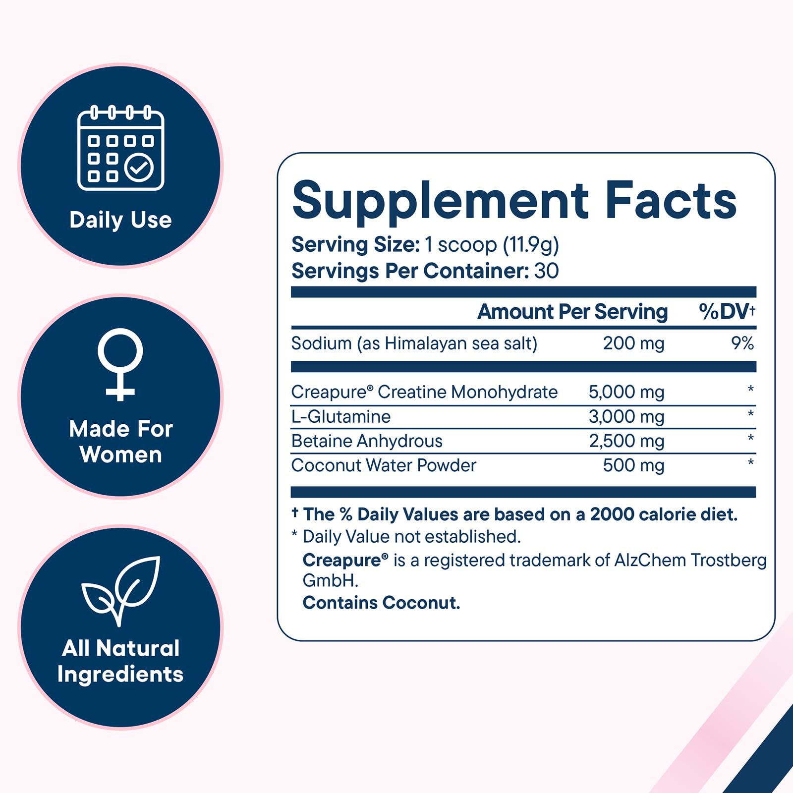 Love Sweat Fitness (her Form | Creatine for Women | 5g Creapure Creatine Monohydrate + L-Glutamine, Betaine, Coconut Water & Electrolytes | Strength, Recovery & Hydration | 30 Servings — Amazon image 2