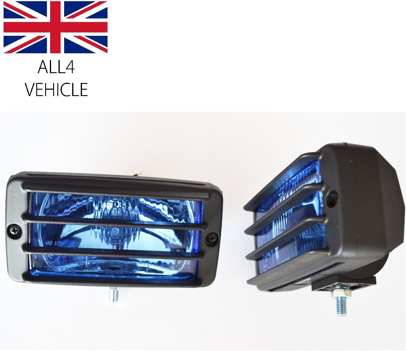 PAIR BLUE CAR 4X4 OFF ROAD SUV GRILLE LIGHT BAR FOG SPOT LIGHTS UNIVERSAL