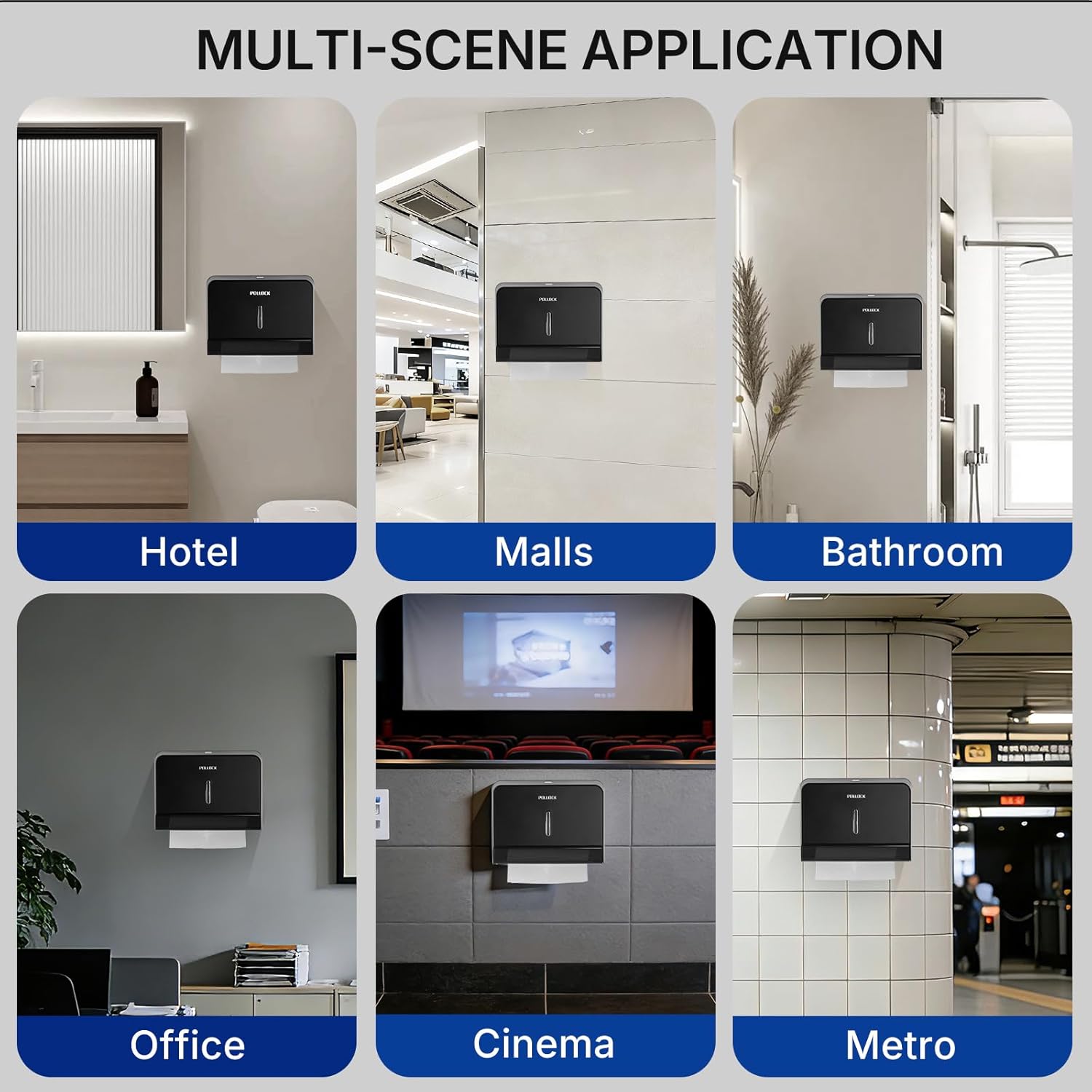 Commercial Paper Towel Dispenser Wall Mounted, Trifold/C-Fold/Multifold Hand Towel Holder, Hand Towel Dispenser for Bathroom Tissue Dispenser, Large Capacity 200 Sheets