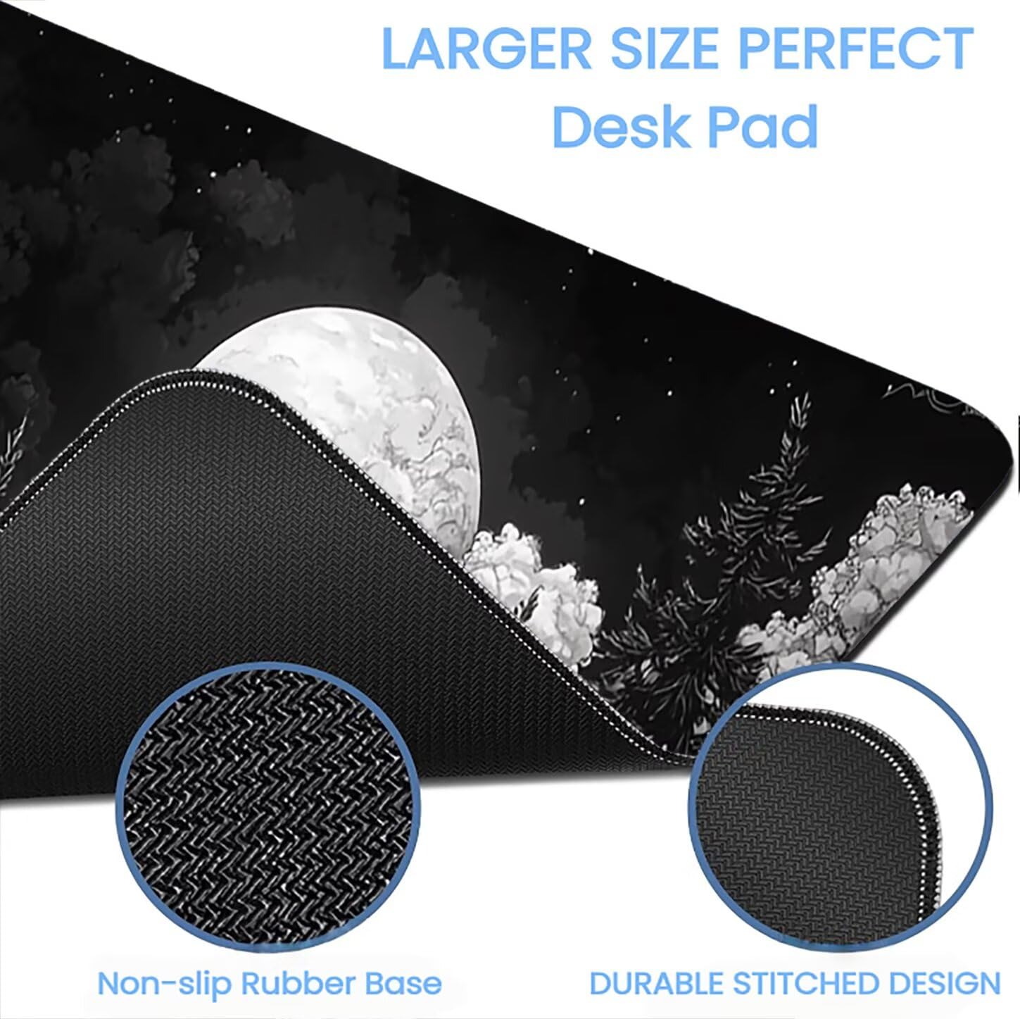 Lpfieonn Tiere Großes Schreibtischunterlage, XXL Schreibtischunterlagen, Schwarz XXL Wasserdicht Gaming Mousepad mit Vernähter Rand und Rutschfeste Gummibasis, für Laptop/Hause/Büro 120x60cm PF-3133