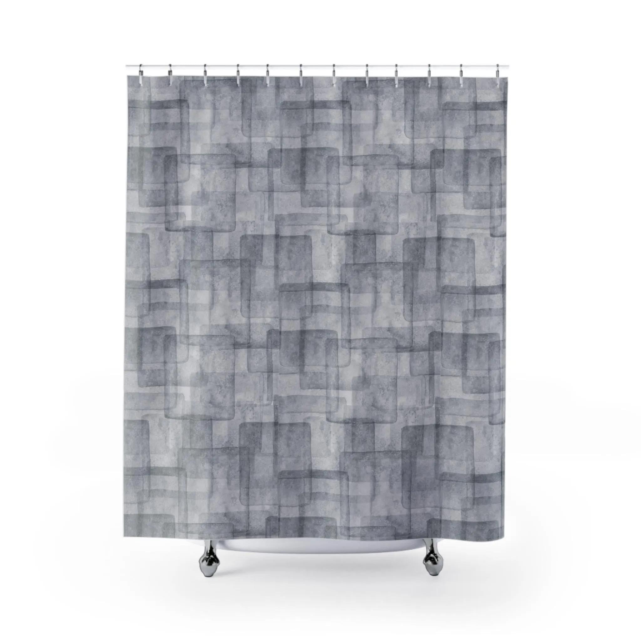 AZEJEB Gray Shower Curtain, Abstract Geometric Polyester Shower Curtain for Bathroom Decor Machine Washable with 12 PCS Hooks 150x180cm/59x71in(WxH
