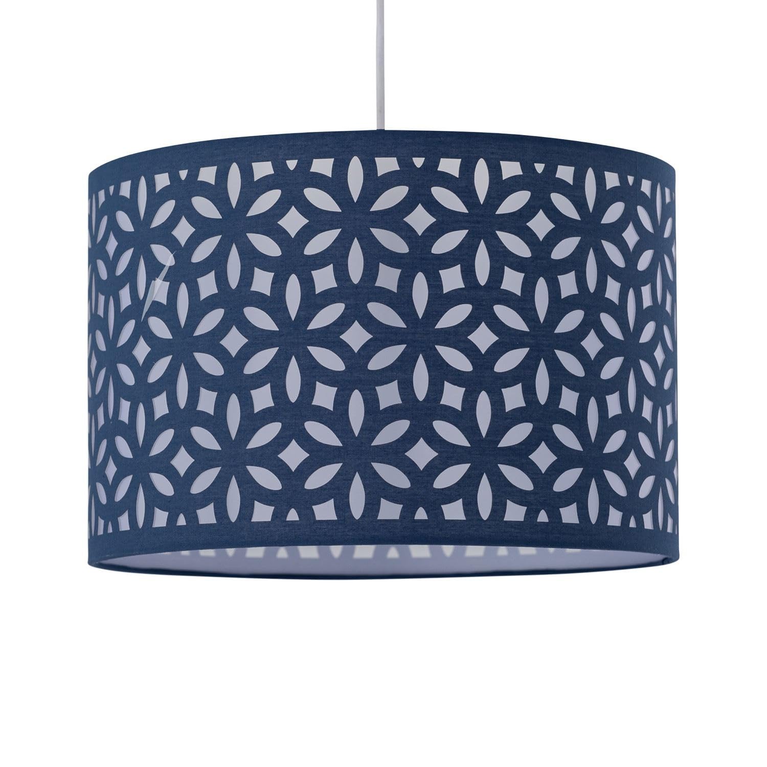 firstchoicelighting Navy Blue Pendant Shade, Easy Fit Ceiling Lightshade, Modern Cut Out Design, Diameter 30cm