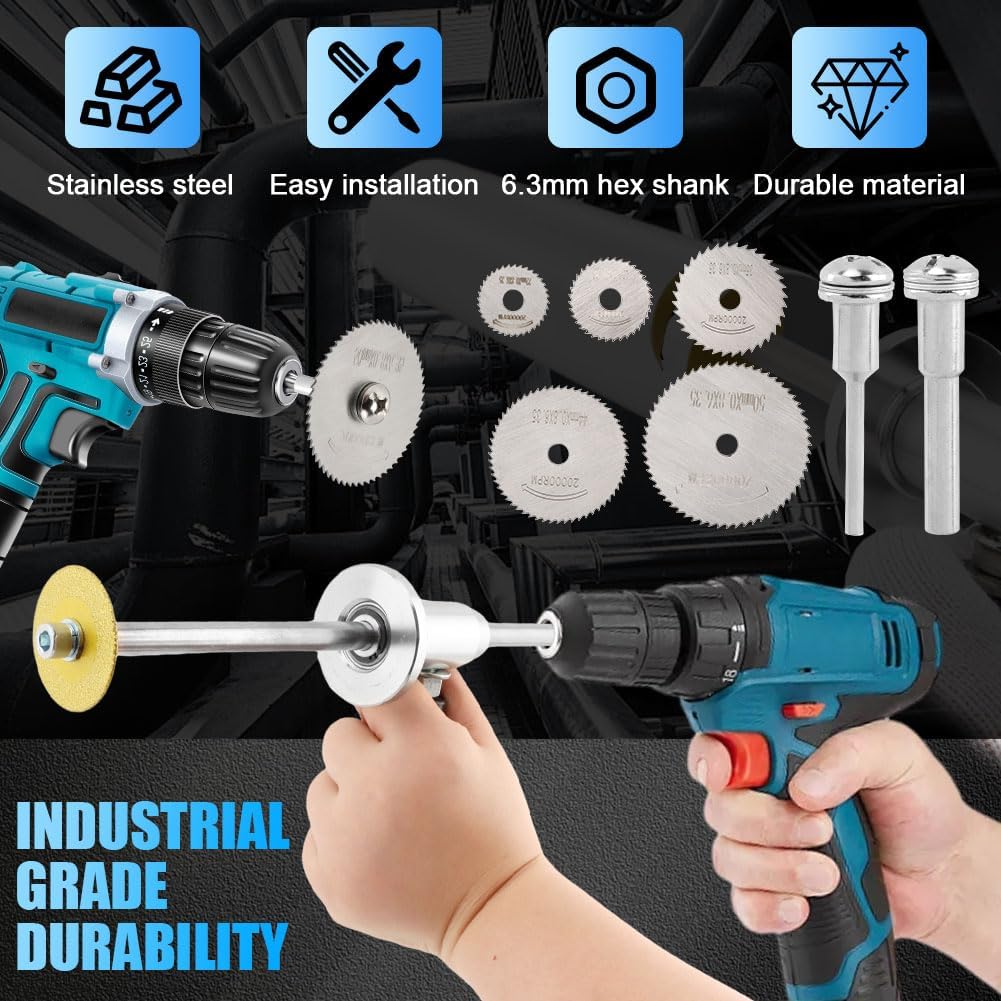 Inside Pipe Cutter for PVC Pipe Cutter, 7-Inch Adjustable Cutting Depth, 1/4in Hex Shank Fit for Impact Drivers and Drills, Fit for 1-1/2 Inch to 8 Inch(COLOR:Set of 13)