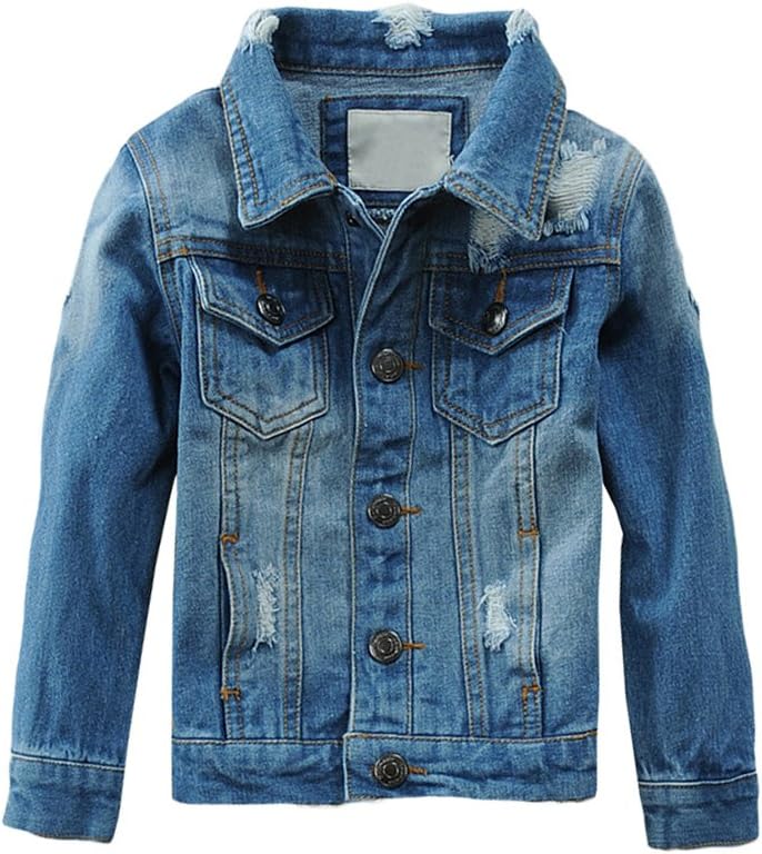 campera vaquera con capucha Mallimoda para niños | Abrigo exterior vaquero con capucha para niños, campera informal con cremallera para niños, ropa de primavera, otoño para niños al aire libre
