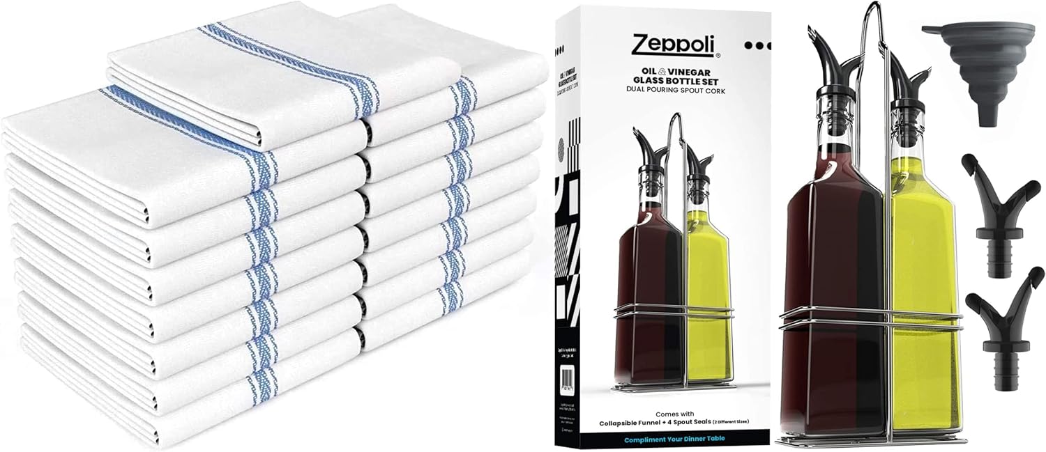 Zeppoli Classic Kitchen Towels (15Pack) with Olive Oil