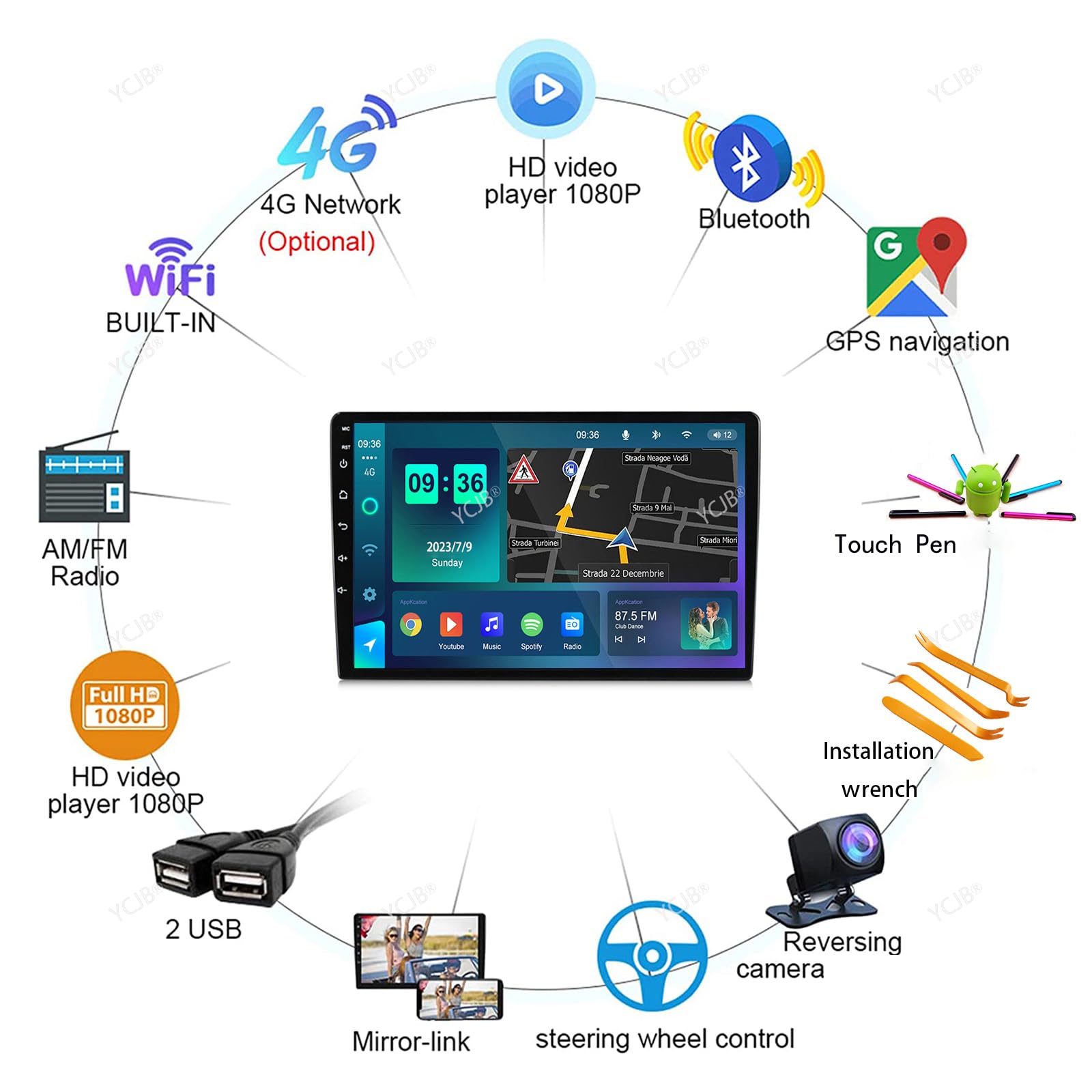 Amazon | DLYAXFG Android 12.0 Radio Double Din車載ステレオ B-enz