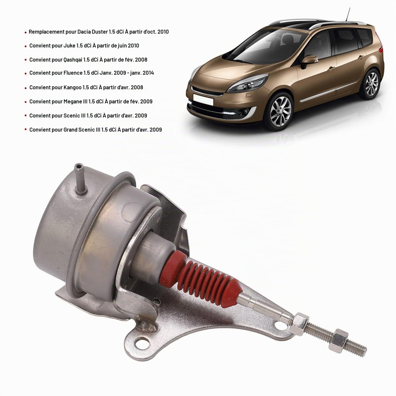Collecteur de Joint D'échappement Turbo Wastegate Actionneur 8200808701 Kit de Remplacement de Turbocompresseur électrique Haute Performance 5735 Graphite pour Dacia Duster 1.5 DCi 2010 et Ultérieur