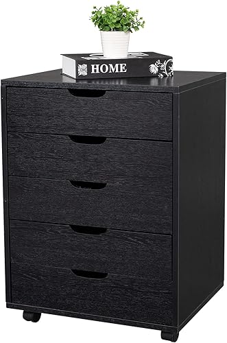 Miniatura 1 de DOLFISH Archivador rodante de 5 cajones archivador vertical con ruedas extraíbles para dormitorio sala de estar oficina en casa gabinete de