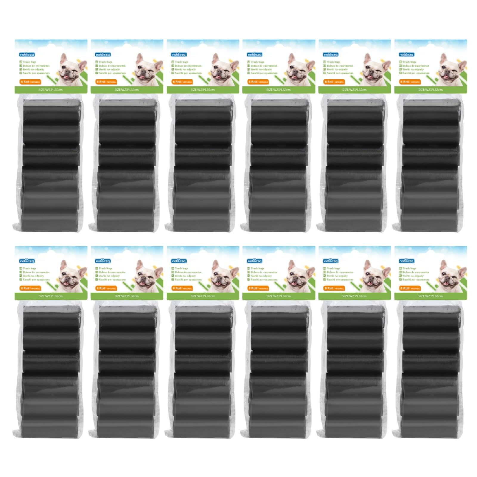 Nobleza Dog Poo Bags, 72 Rolls Large Dog Poop Bags, 1080 Counts Leak-proof Unscented Waste Poo Bags for Dogs Measures 21 x 31.5 cm, Black