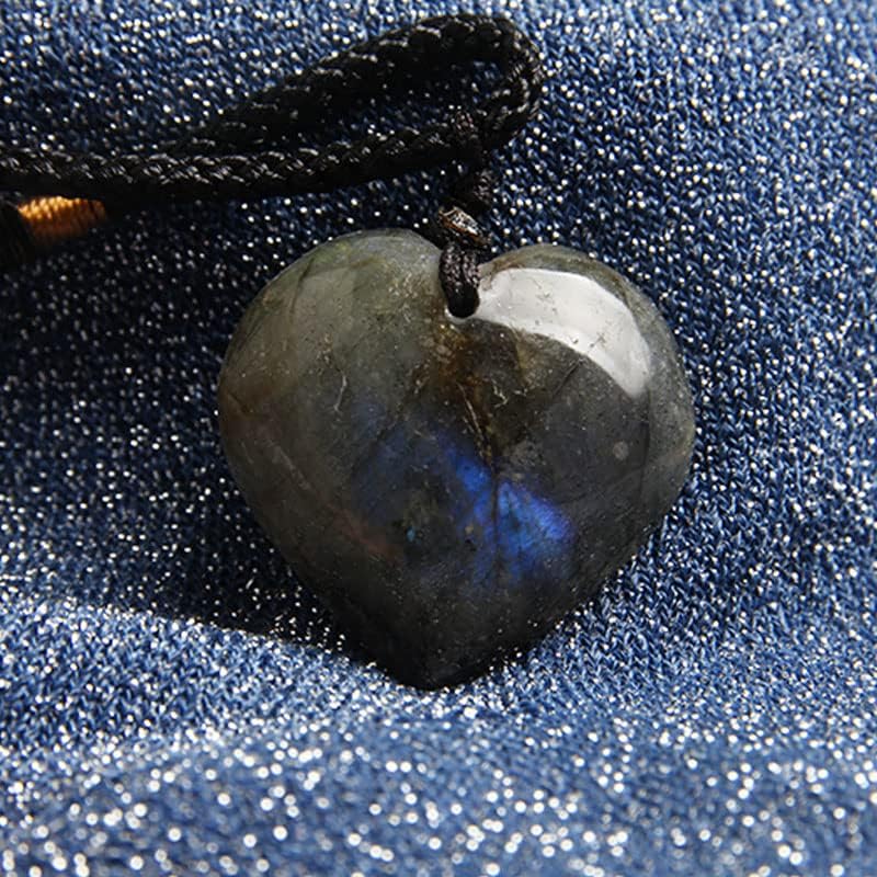 Miniatura 3 de 1 unids Natural Corazón Colgante Labradorita Collar Gema Piedra Lunar Piedra Cristal Cuarzo US, Gema, Cuarzo