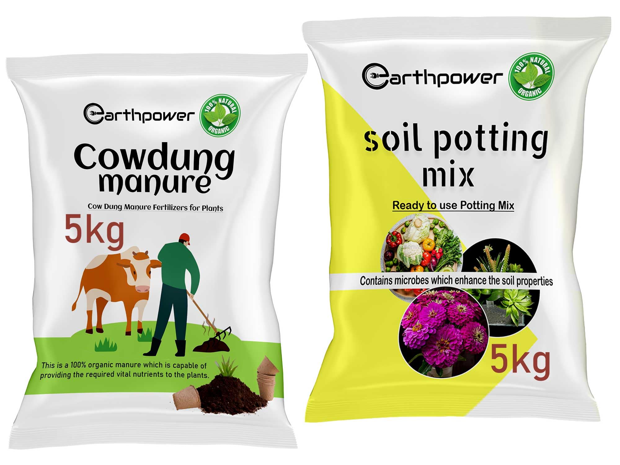 EarthPower Cow Dung Manure for Plants 5kg and Soil for Plants 5 kg |Potting Soil Mix for Plants | Compost for Plants Home Garden (Pack of 2) (B0D2RDB6H4) Amazon Price History, Amazon Price Tracker