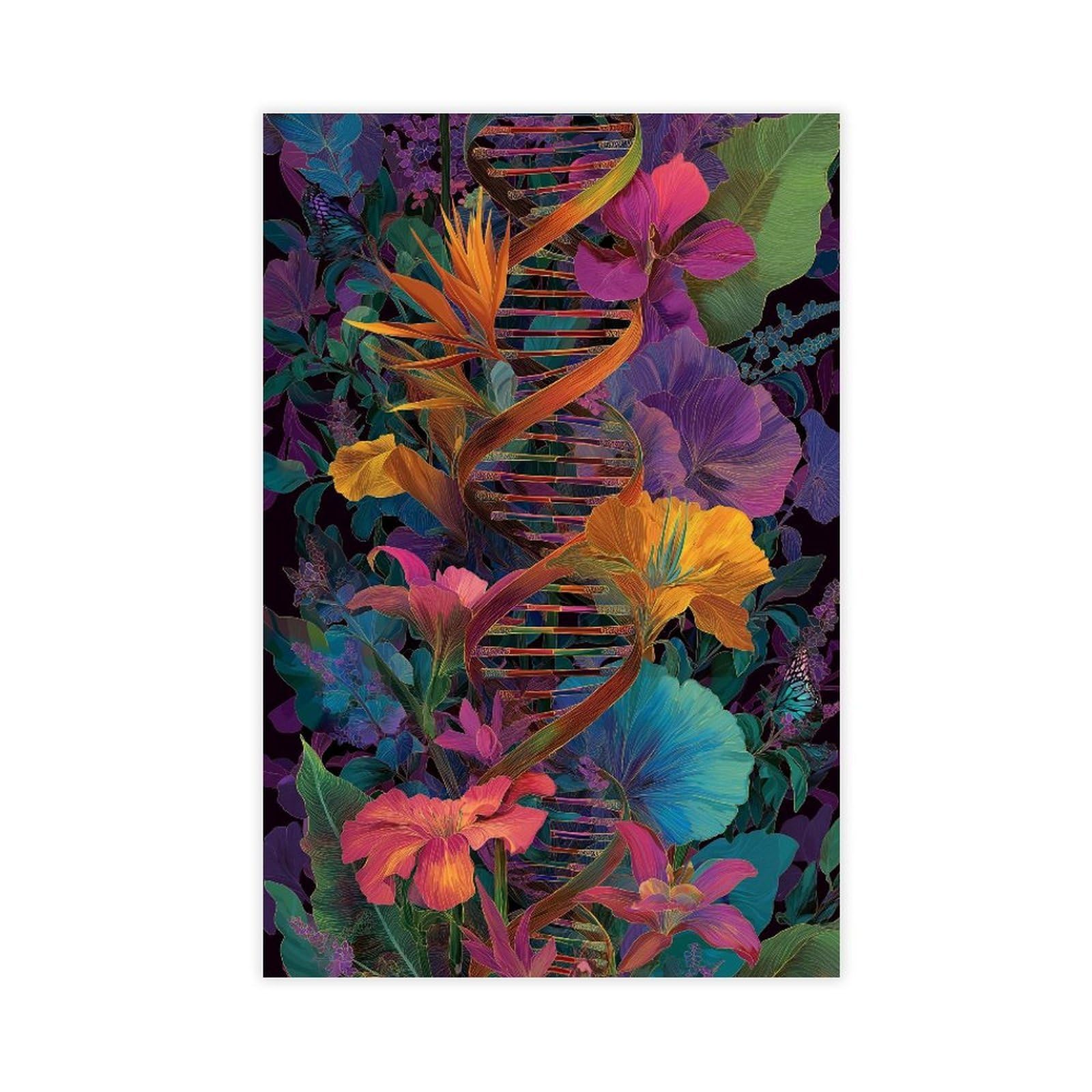 YWTJAX Floral DNA Poster Canvas Poster for Home Decor Gift