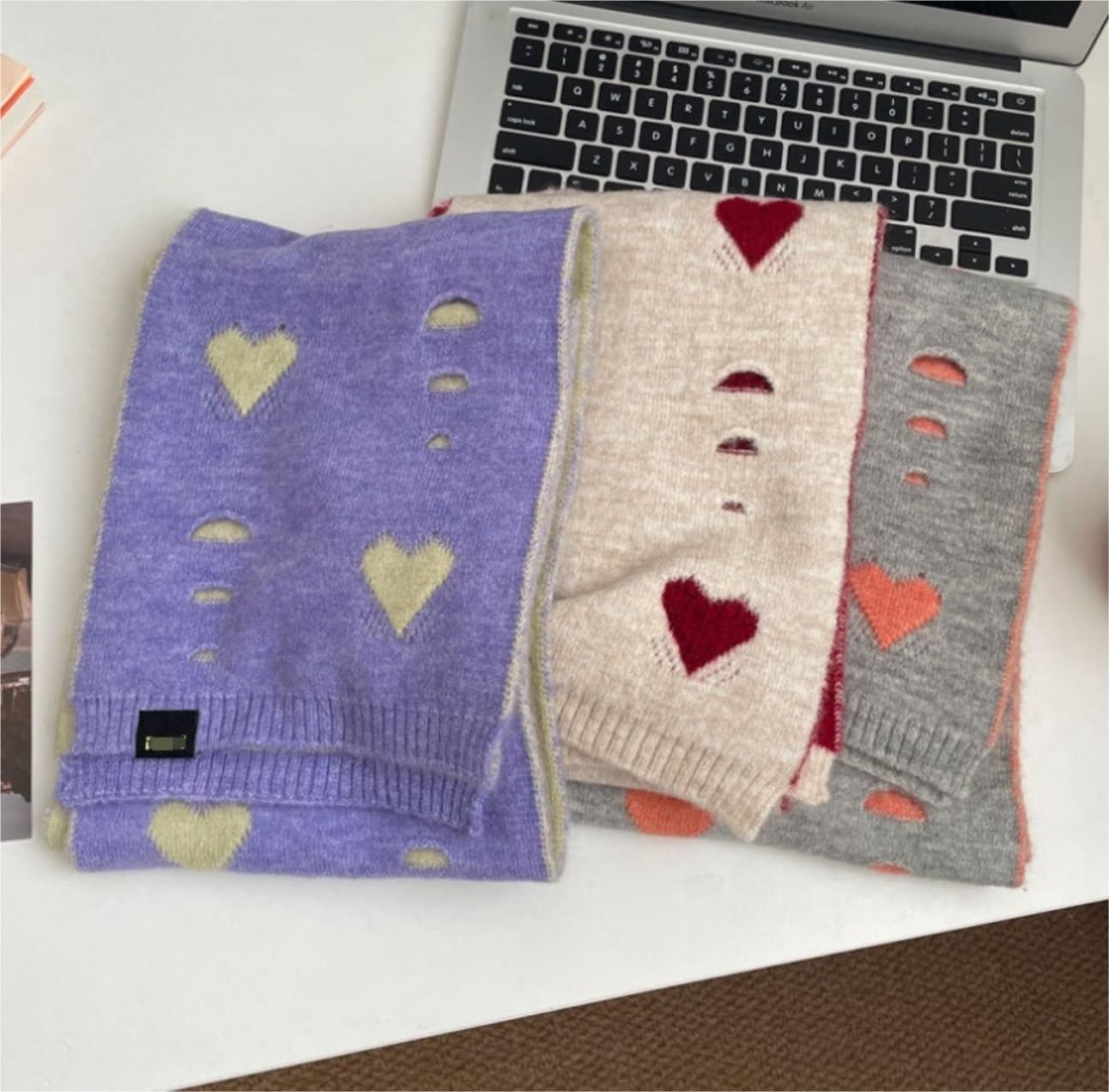 Bufanda Versátil Bufanda De Doble Cara Patrón Amor Mantón Salvaje Gruesa Simple para Otoño Invierno Pañuelo Suaves(K)