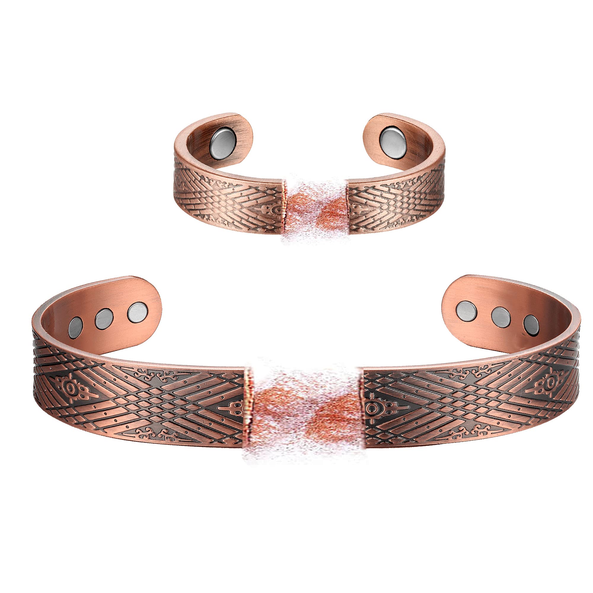 Bracelet Magnétique Cuivre Pur 99.9% Pour Homme - Bangle Avec Aimants Puissants 3500 Gauss - Cadeau Homme