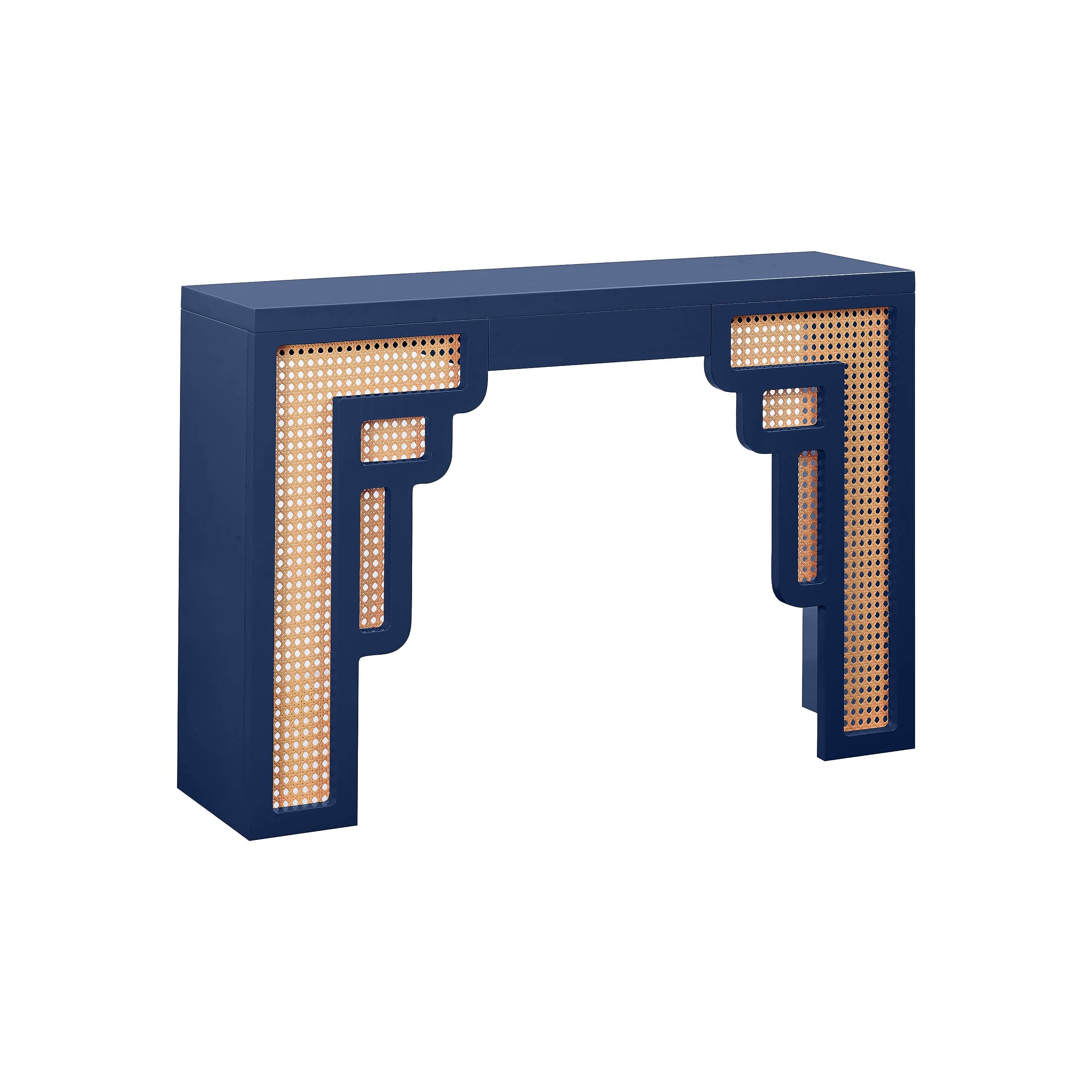 Suzie Navy & Rattan Console Table - Stylish & Handmade