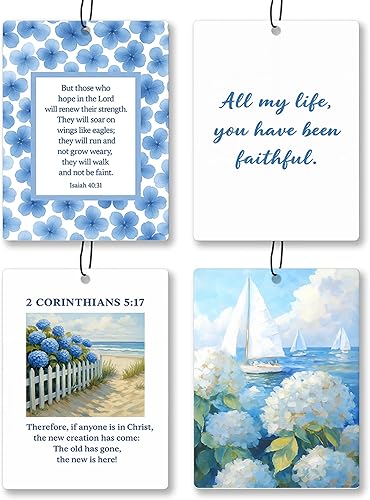 Miniatura 7 de Ambientador de Coche de Playa Costera de Verano 4 Piezas - Ambientador Colgante Retro de Sol, Mar, Concha, Bikini, Palmeras para Coche, Cajones,