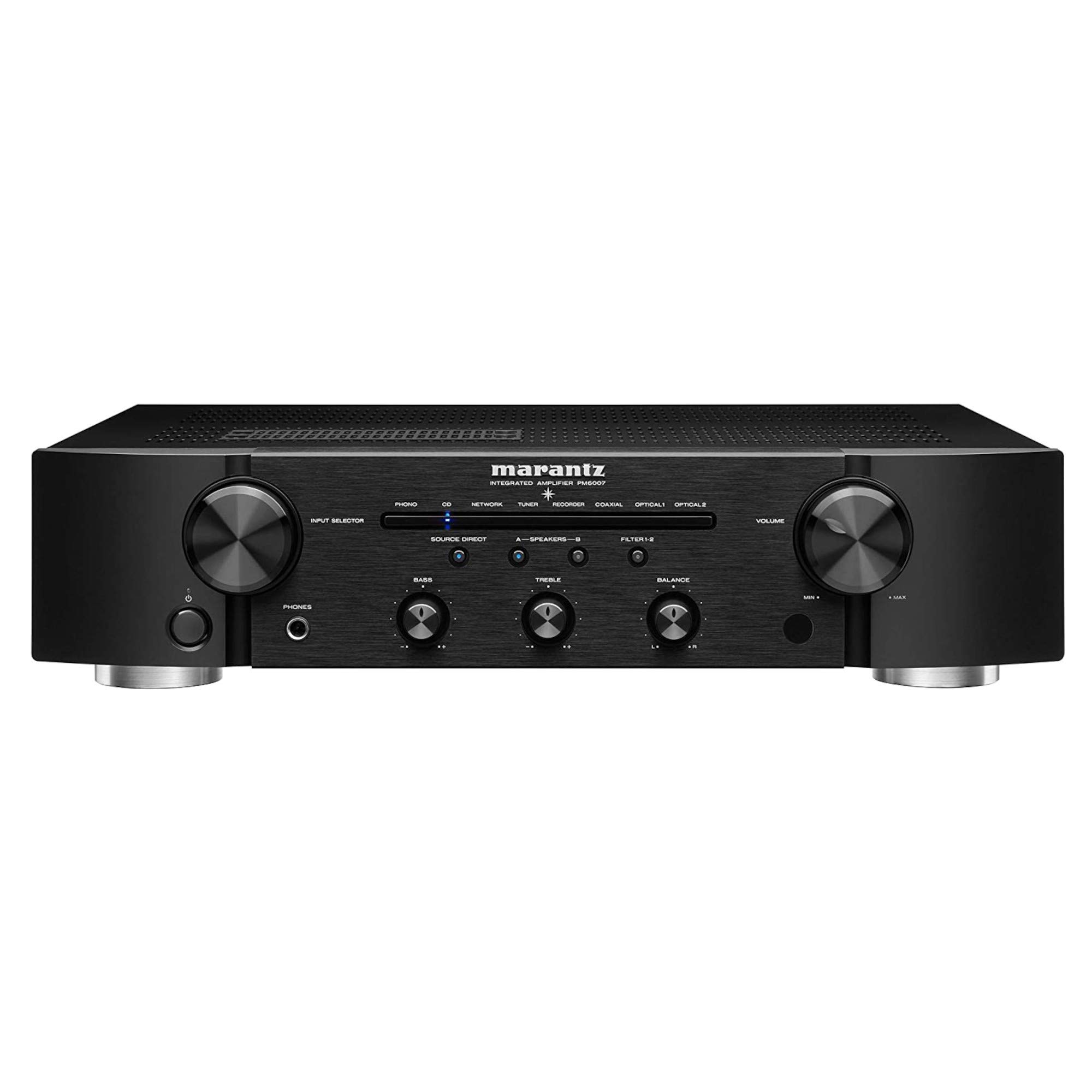 Marantz PM6007 Amplificador Integrado con conectividad Digital, entradas analógicas coaxiales y ópticas, 2 x 45 W, conversión DAC, D/A para Entrada Digital, Color Negro