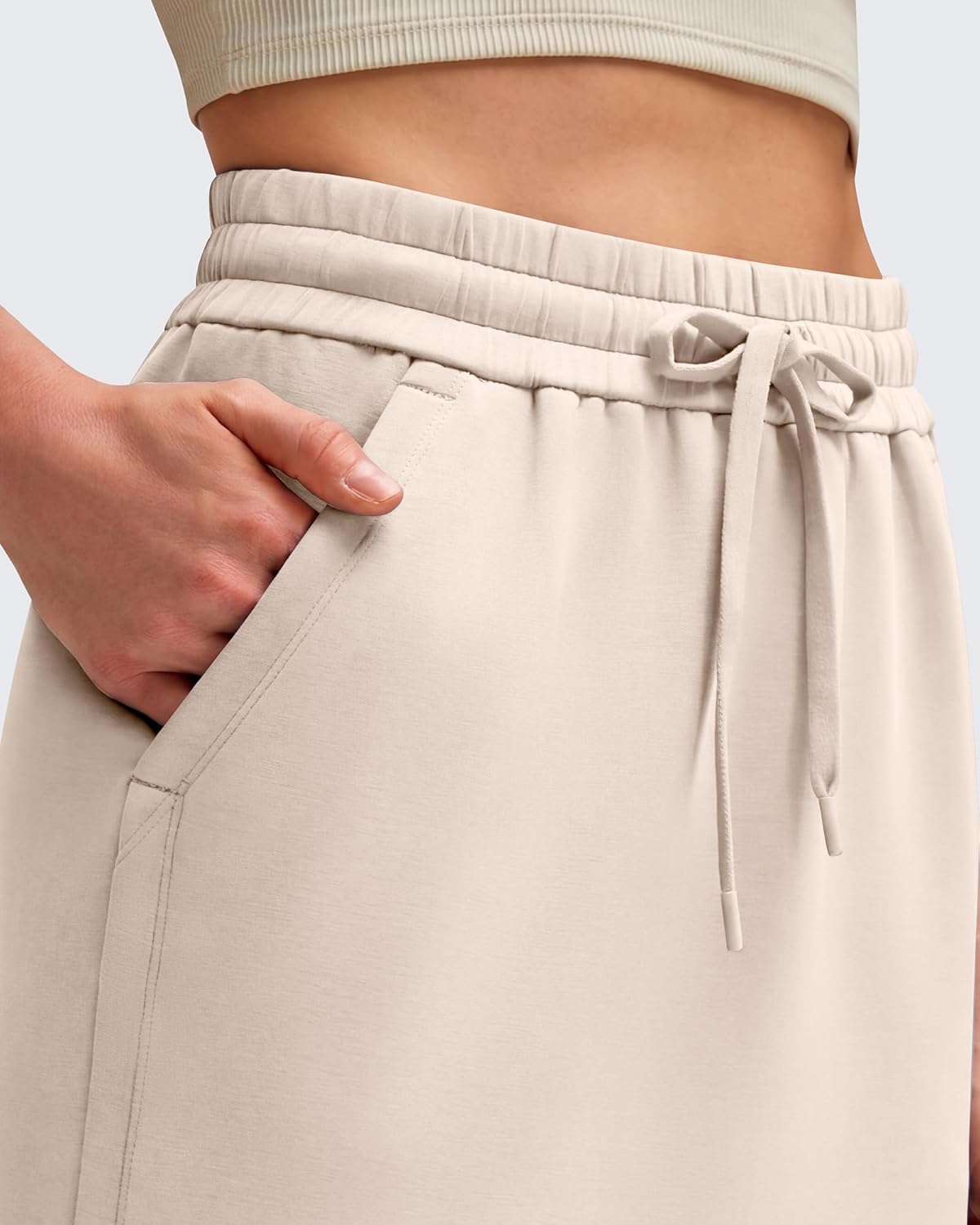 G4Free Smoofit Maxi Skirt for Women Modal Soft Drawstring Casual Long Skirts Side Slits Midi Lounge with 2 Pockets