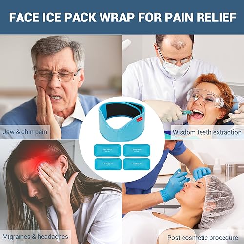 Miniatura 2 de Comfytemp Wisdom Teeth - Paquete de hielo para la cabeza, bolsa de hielo facial para alivio de la ATM, recuperación de cirugía, 4 paquetes de gel