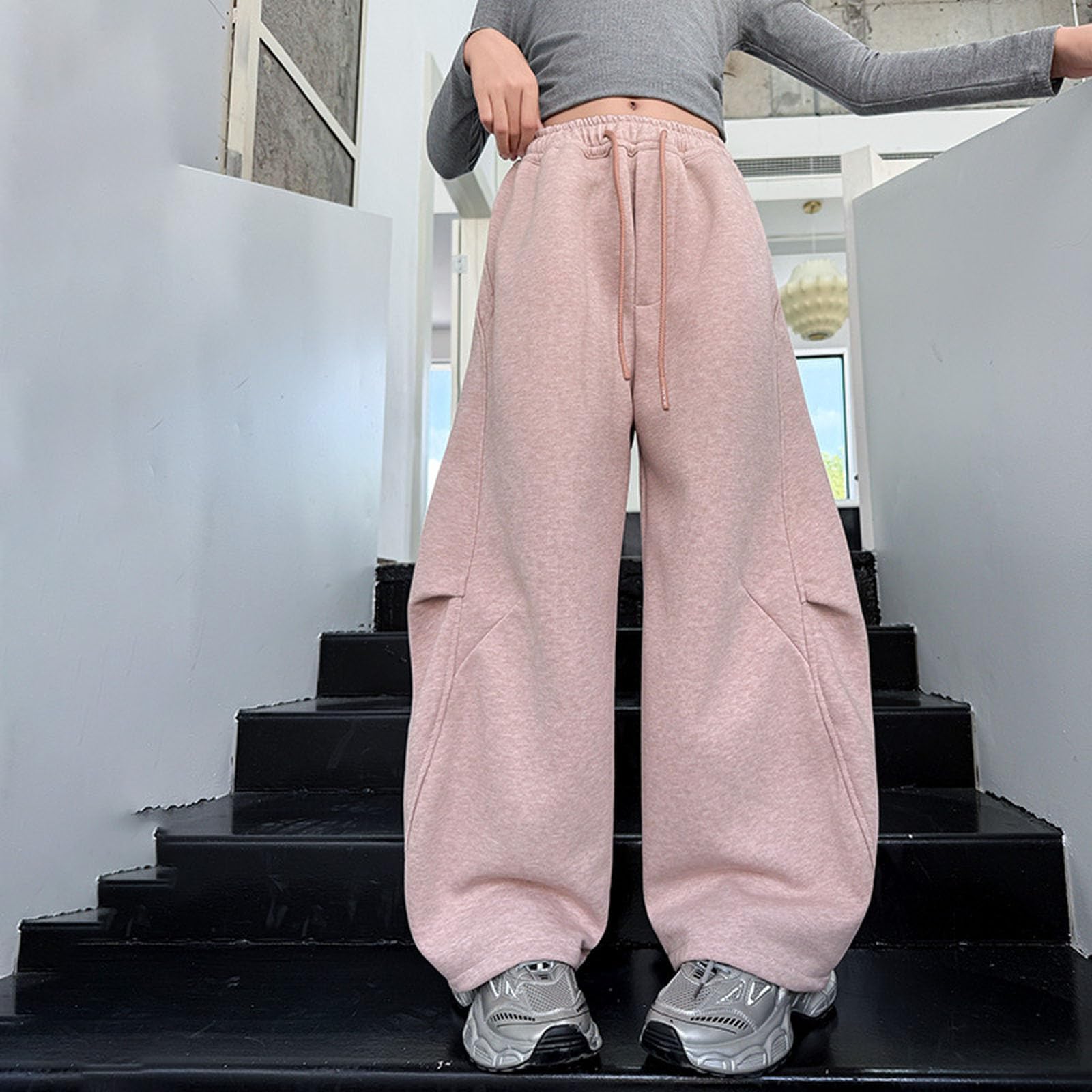 Pantaloni della tuta cargo a gamba larga per bambini ragazzi ragazze larghi in pile sportivo gamba dritta joggers compleanno comodi vestibilità ampia primavera fondo aperto pantaloni da yoga a vita
