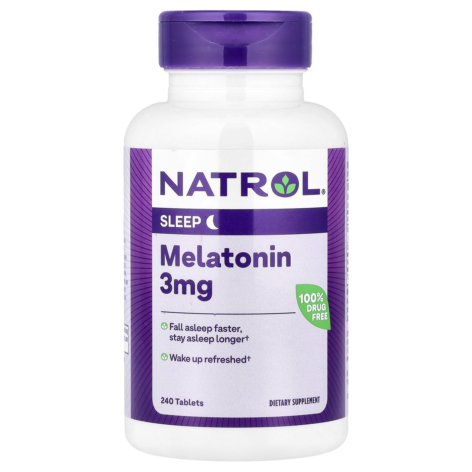 Natrol Melatonin Helps You Fall Asleep Faster Stay Asleep Longer Faster Absorption 100 Vegetarian 3mg, (Tablets), 240 Count
