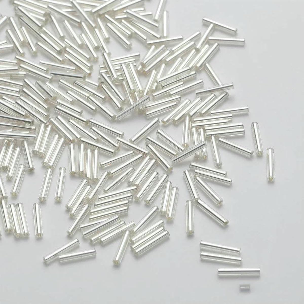 Perles de tube de verre argentées de 20g pour broderie et bijoux fait main