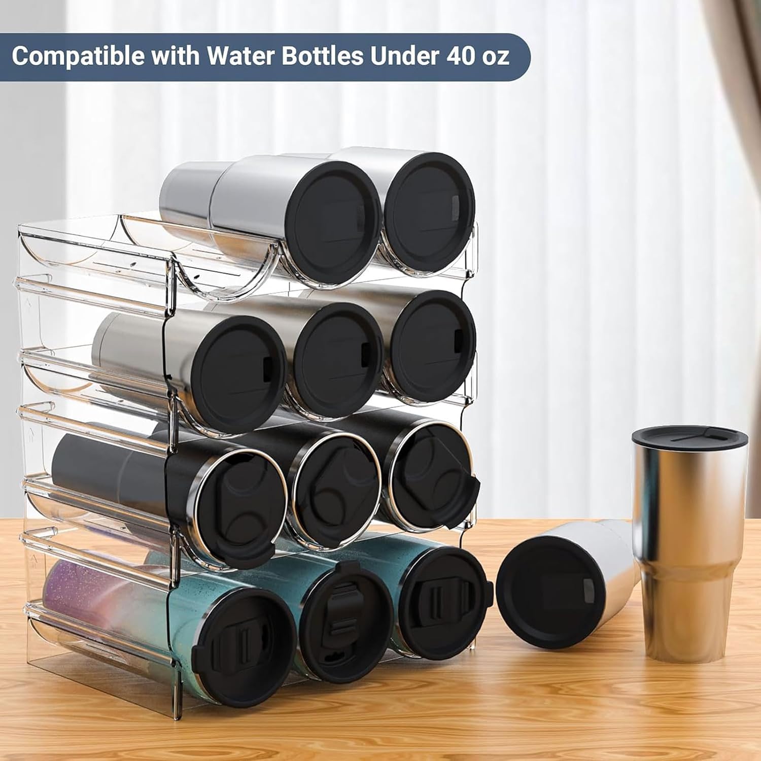esmen Bamboo Wine Rack Wine Racks 4 Tier Display Storage Wine Rack 12 Containers Stackable Free-Standing Bottle Storage Rack Wine Cabinet Home Decoration Storage Wine Storage Cabinet Shelf