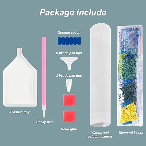 Miniatura 5 de Stalente Kits de pintura de diamantes para adultos, kits de arte de diamantes 5D para principiantes, pintura de diamante redonda para decoración de