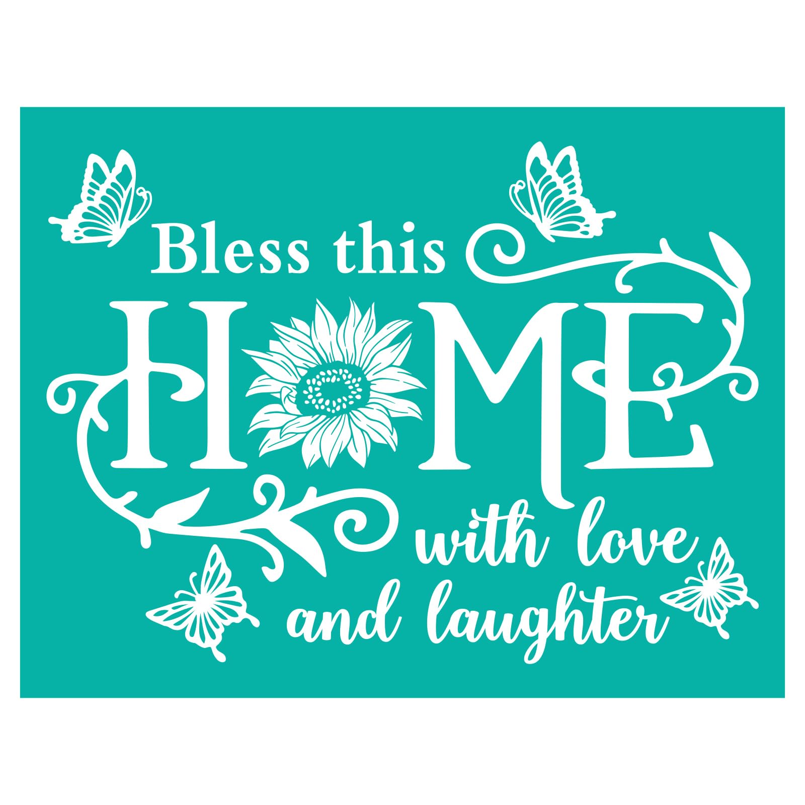 2Pcs Silk Screen Stencils Reusable,Butterfly Mesh Stencils, Bless This Home with Love & Laughter Words Screen Printing Stencil, Adhesive Stencil for Painting On Wood,Crafts DIY Decor T-Shirt Fabric