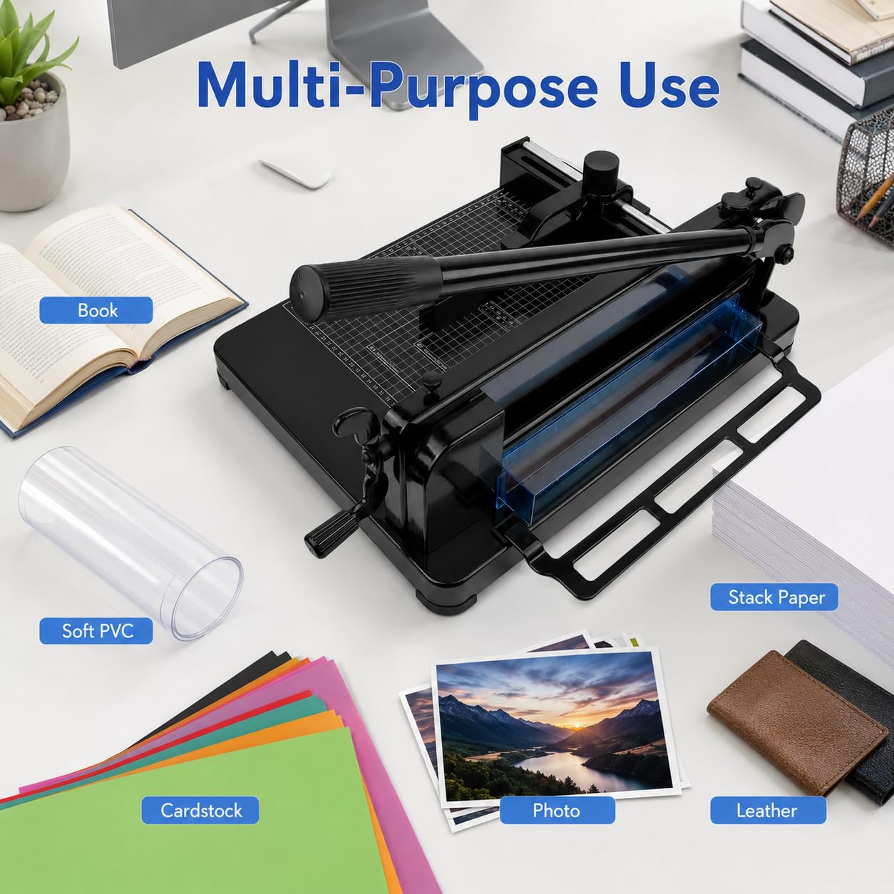 Taglierina per carta resistente, formato A4, 440 mm, manuale con blocco di