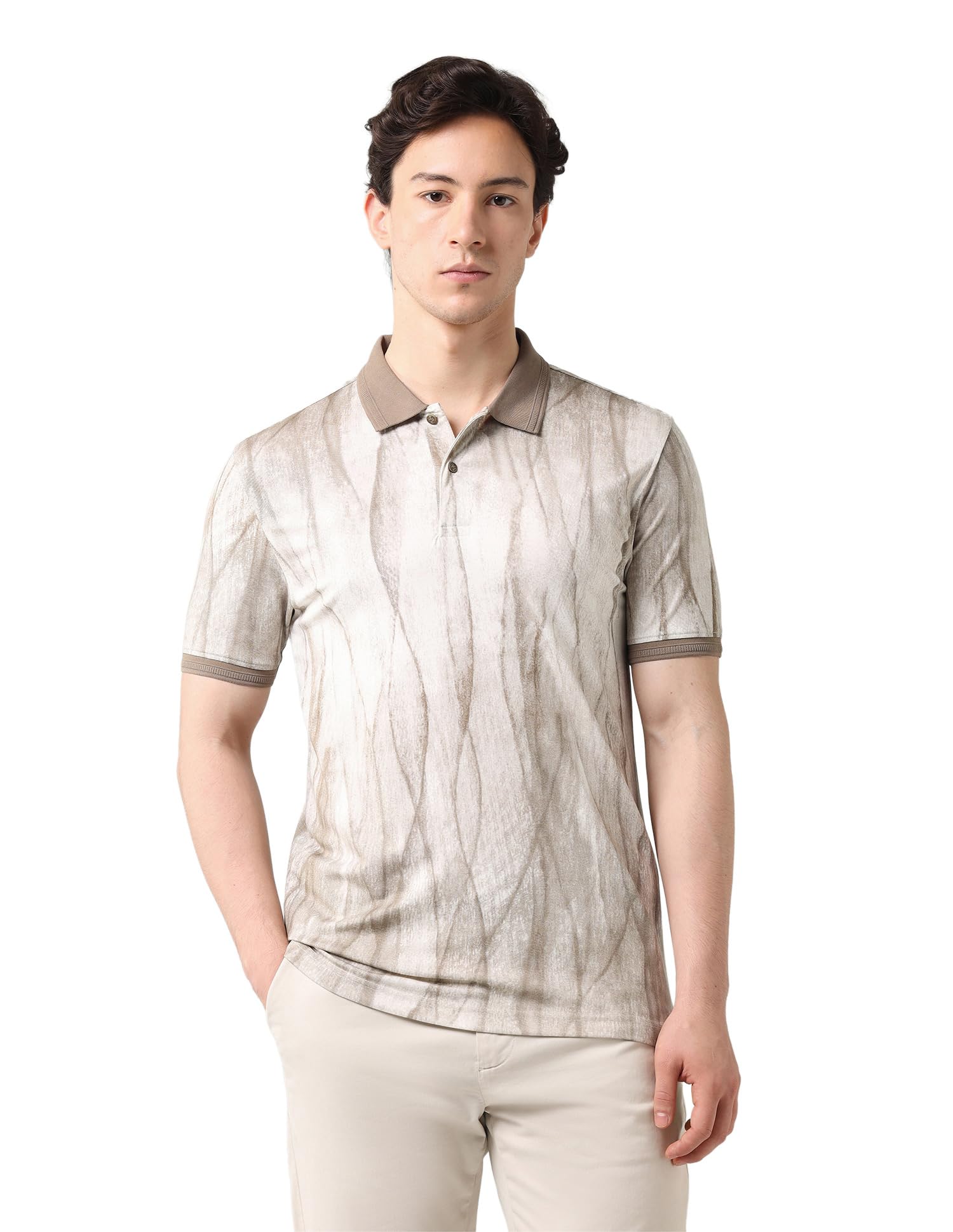 Abstract Printed Regular Fit Polo Shirt Coffee-image-27