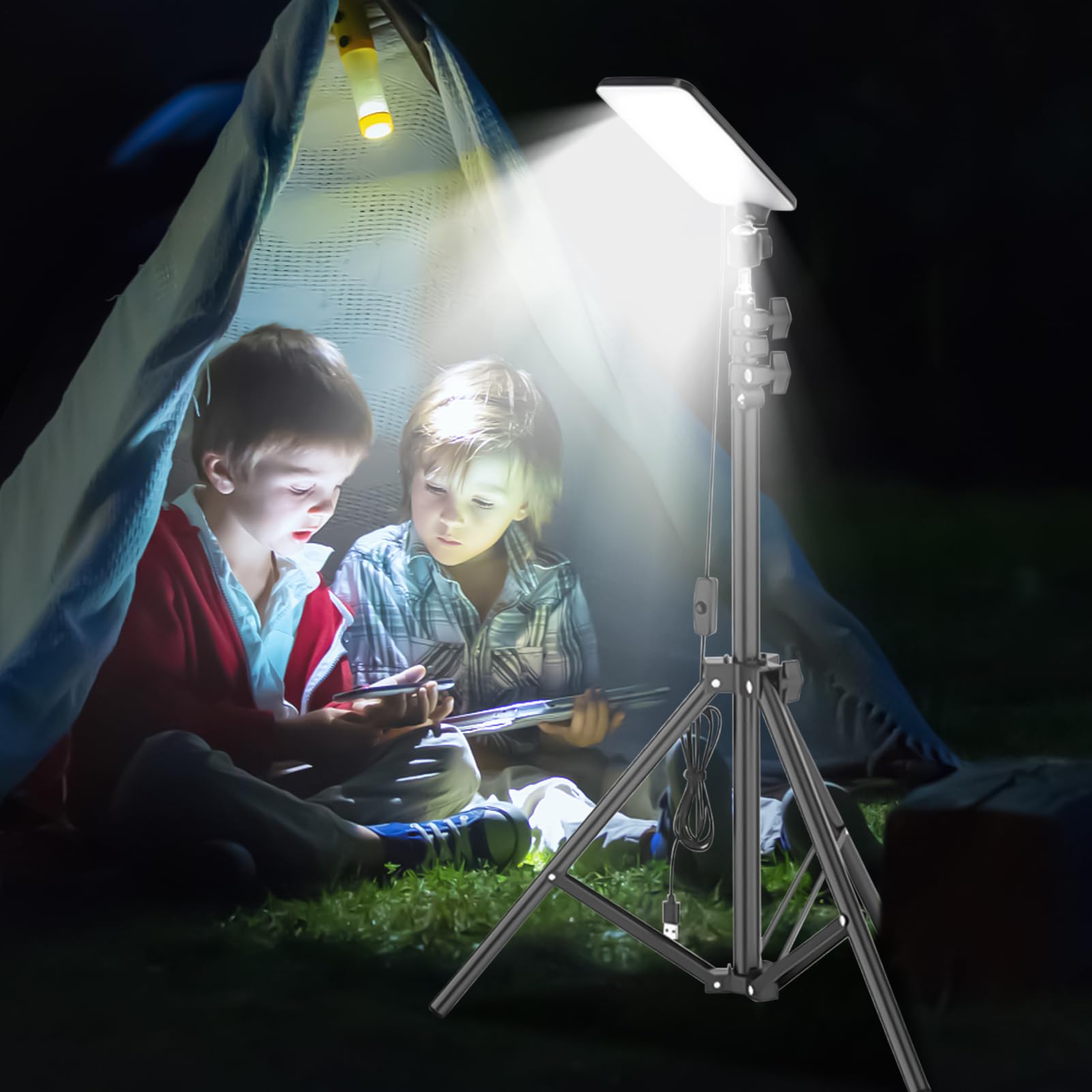 Luce Da Campo LED | Lampada Barbecue Con Treppiede Telescopico - Lampada Lavoro Luminosità Elevata Per Garage Spiaggia Patio Interni
