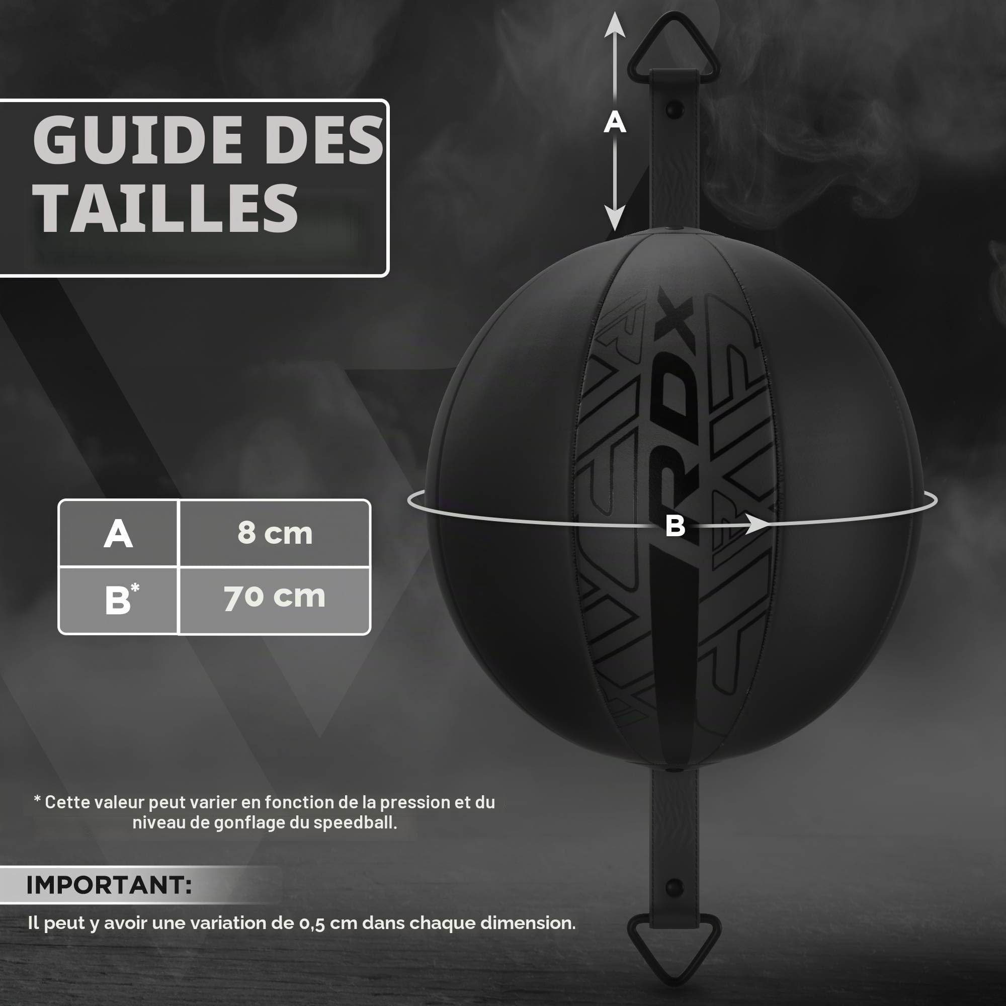 RDX Ballon de Vitesse Reflex 70CM avec Cordon élastique Extensible, Sac de Boxe Double Extrémité pour MMA Kickboxing Muay Thai