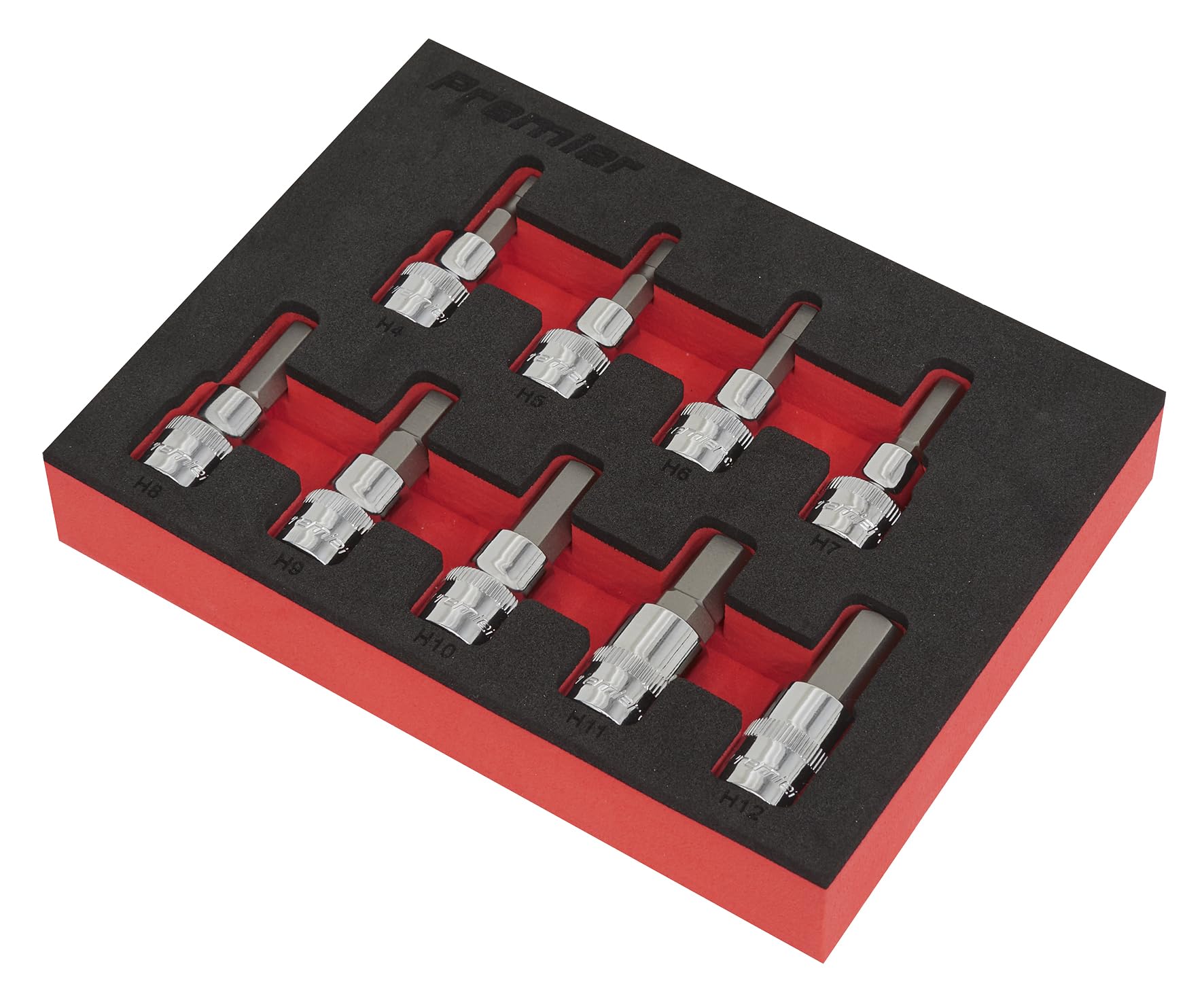Sealey AK6240 9PC 3/8"Sq Drive Hex Key Socket Bit Set - Metric, 5mm|6mm|7mm|8mm|9mm|10mm|11mm|12mm|4mm - Image 2