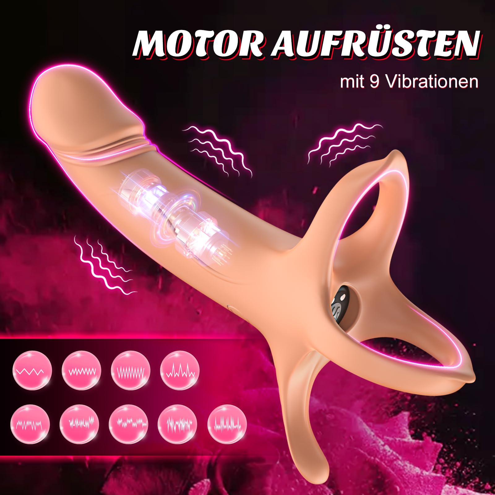 Anillo Vibrador de Consolador Anal Juguetes Eróticos Para Pareja Sexuales, Juguetes Sexuales Hombre con Anillo de Polla Vibrante, Vibradorador Hombre Juguetes Eróticos de Consolador Doble Para Parejas