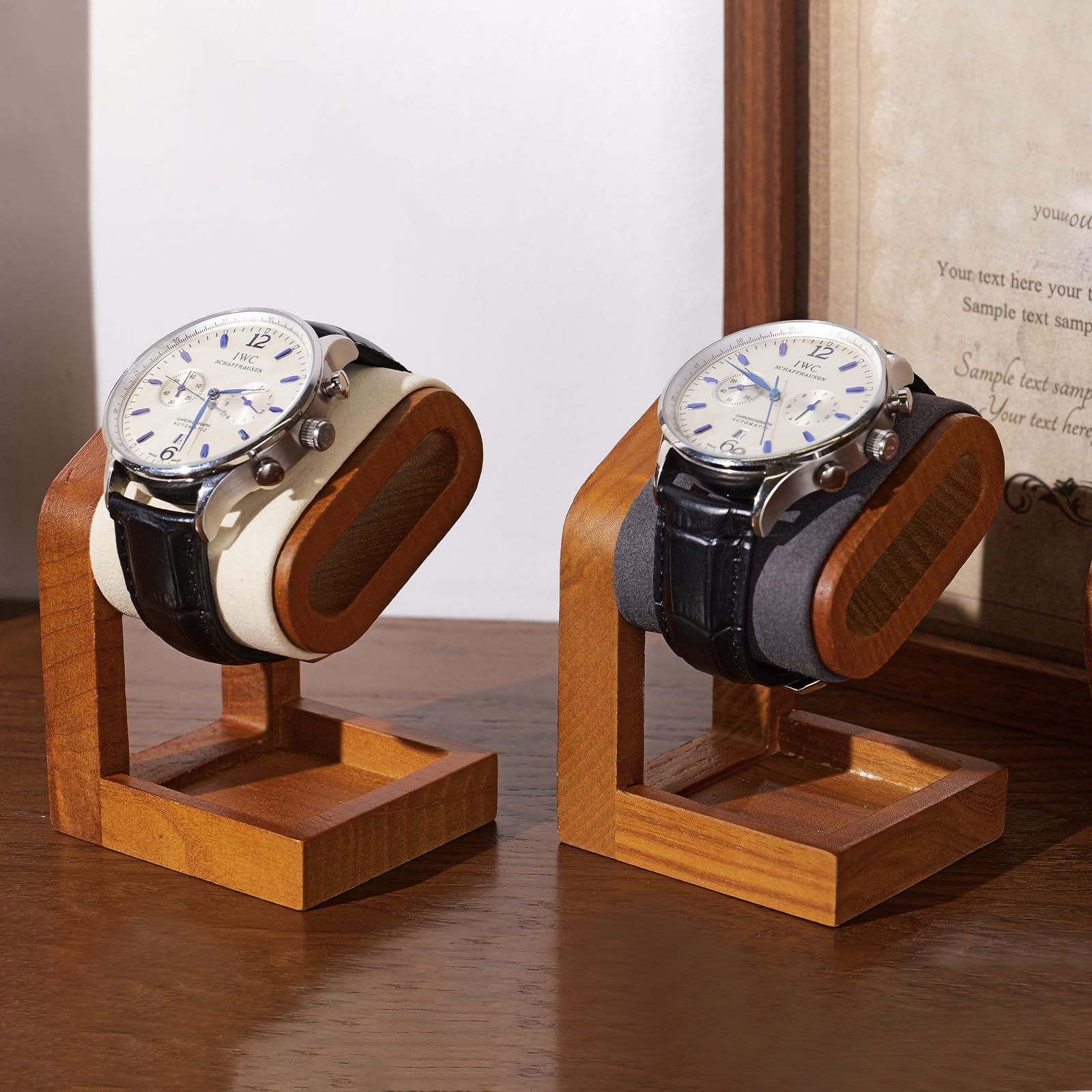 Oirlv Simple Bois Massif Support De Montre,Porte Montre,Watch Stand,Presentoir Collier(Blanc Crème)