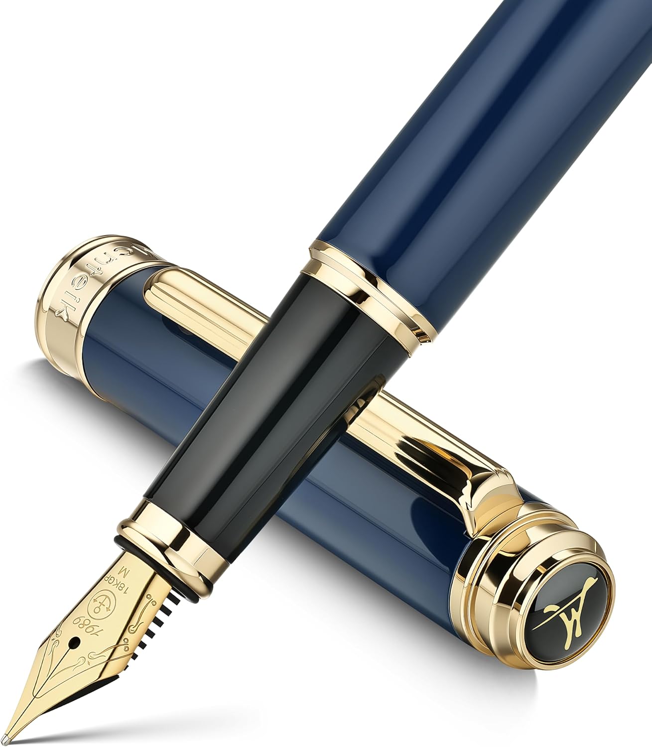 MCNTEIK 317 Fountain Pen,Stunning Luxury Piano Lacquer,18K Gilded Nib(Medium),Gorgeous 24K Gold Finish, Ink Converter,Nice Gift for Men&Women-Elegant,Executive,Fancy Pens for Writing, BU-M