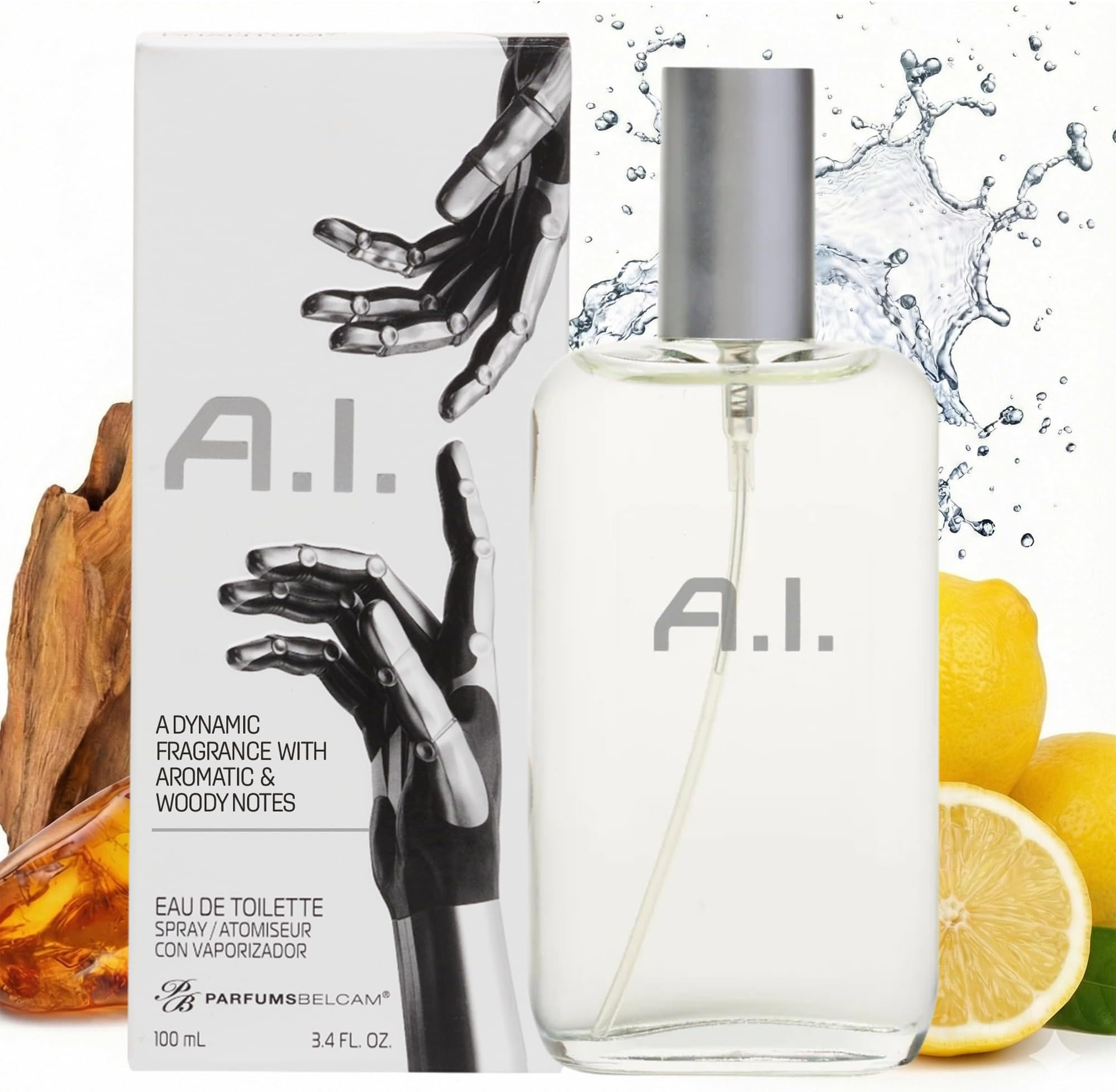 PB ParfumsBelcam A.I. Eau de Toilette Spray for Men – Futuristic Citrus Woody Cologne for Men with Lemon, Coconut & Tonka – Modern Tech-Inspired Fragrance, Affordable Everyday Scent, 3.4 Fl Oz