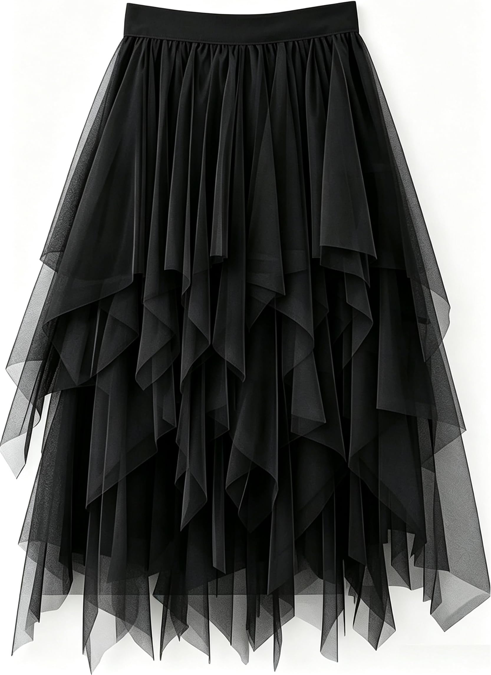 Tulle Skirts for Women, Puffy Skirt Asymmetrical Midi Length Ruffled Tutu Layered Mesh Fairy Skirt