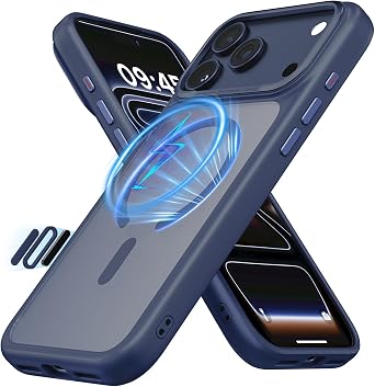 CloudValley for iPhone 17 Pro Max Case, Camera Control, Compatible with MagSafe, Shockproof Military-Grade Protection, Translucent Matte Shockproof Phone Cover, Blue