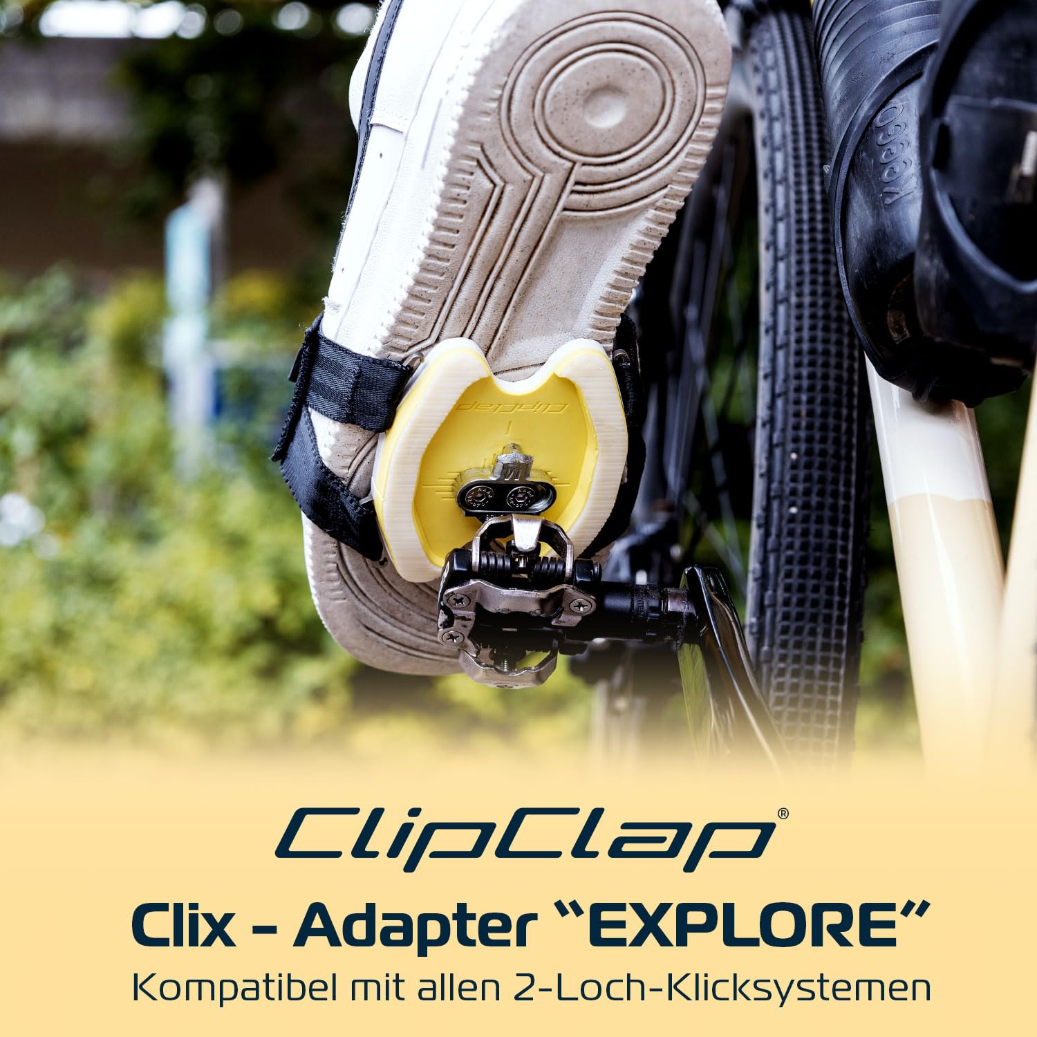ClipClap Adattatore Clix EXPLORE nero | alternativa per scarpe a scatto per Gravel, MTB, trekking, accessori per bicicletta | compatibile con Shimano SPD Cleats | per pedali a scatto e pedali SPD |
