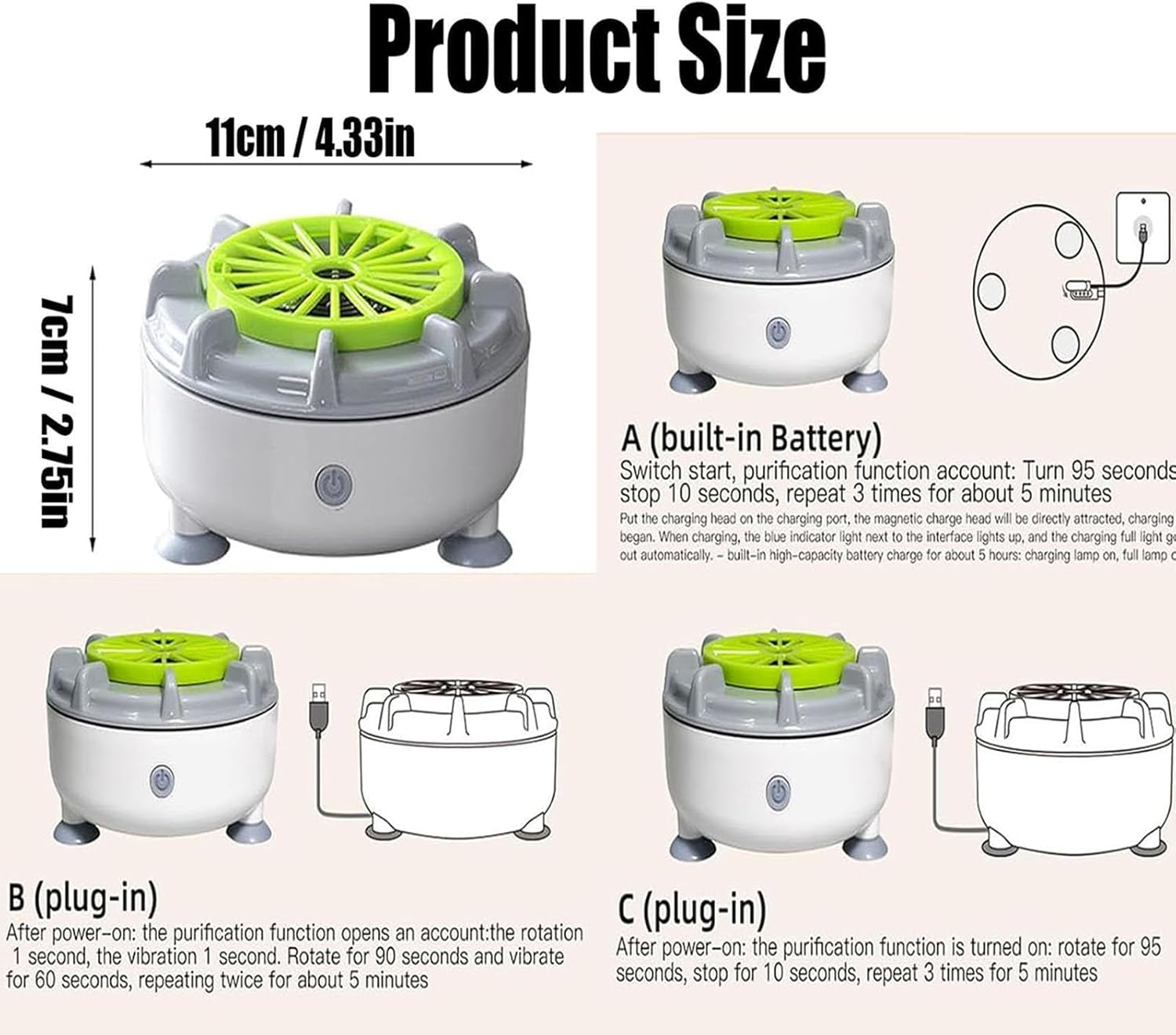 Efficient Portable Fruit and Vegetable Washers | Upgraded Automatic Fruit and Vegetable Cleaning Machine,Electric Cleaner for Washing Grain, Meat, Water-Proof
