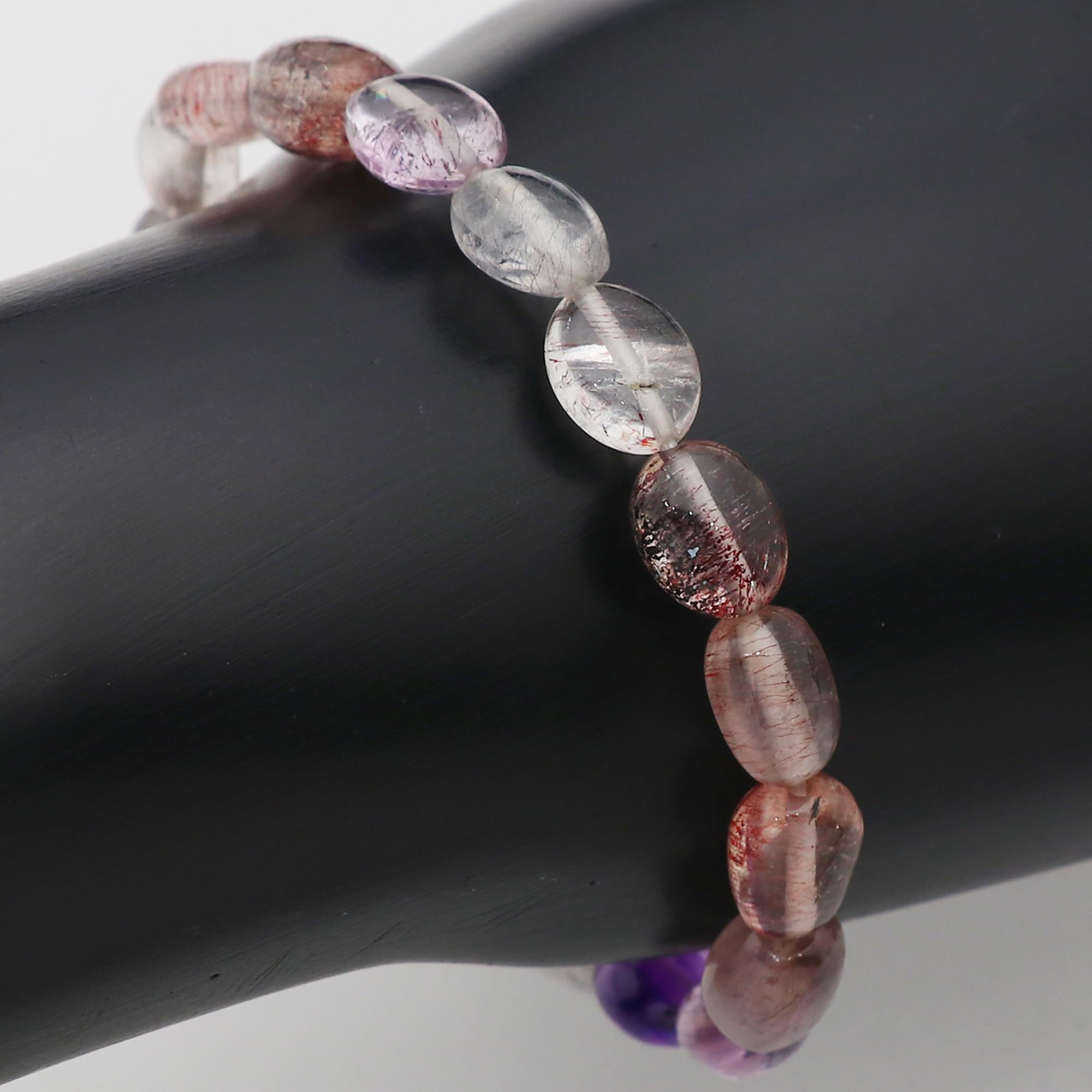 Stone House Bracciale Super Seven in pietra semipreziosa, cristallo curativo, perline di pietre preziose naturali, braccialetto regolabile per donne e uomini