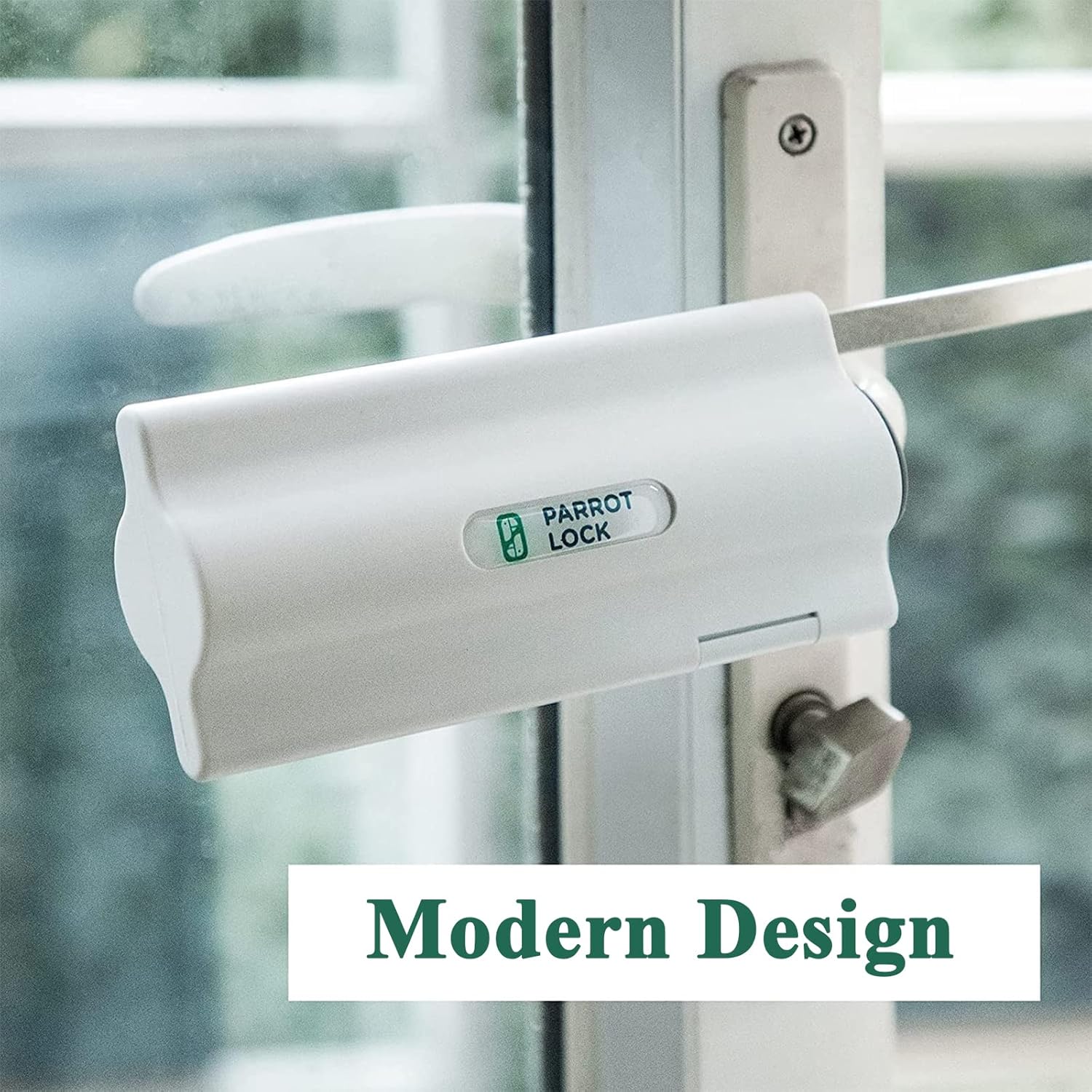 French Patio Door Security Lock for Straight Double Hinged Swing Door Levers, Only Works with 2 Horizontal Handles, No Key Required