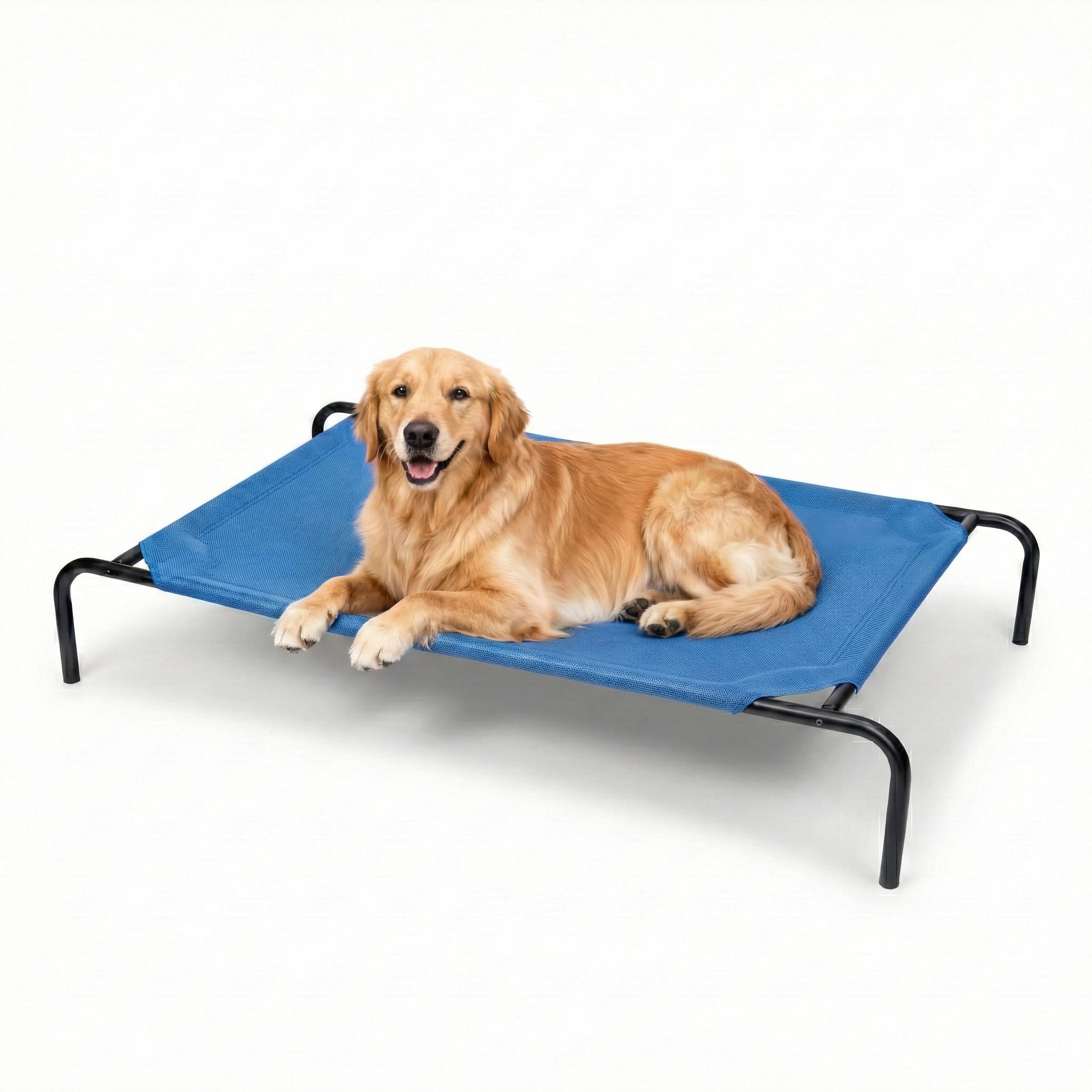 Elevated Dog Bed for Large Dogs, Washable Raised Cot with Skid-Resistant Feet, Waterproof Cooling Dog Beds with Oxford Cloth, Indoor/Outdoor Use, Blue 50in